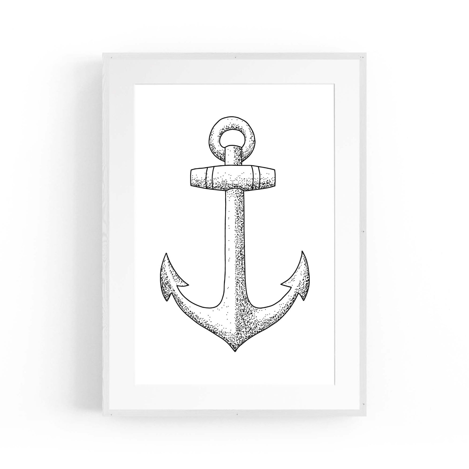 Anchor Drawing Nautical Coastal Bathroom Wall Art #2 - The Affordable Art Company