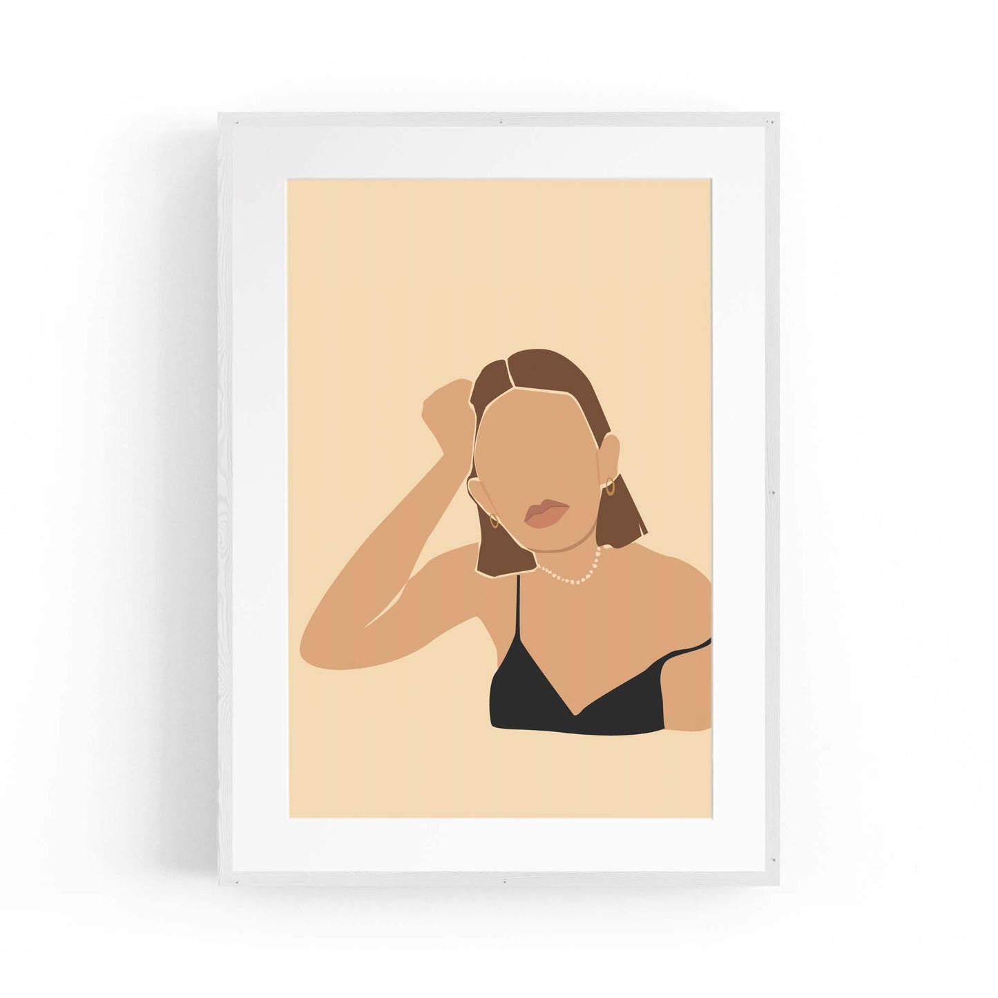 Abstract Brunette Girl Fashion Bedroom Wall Art - The Affordable Art Company