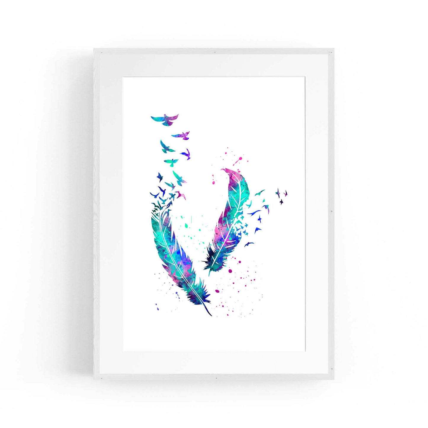 Feather Painting Colourful Bird Wall Art #2 - The Affordable Art Company