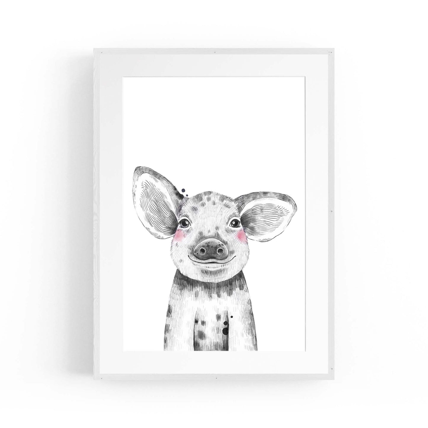 Cute Blushing Baby Pig Piglet Nursery Animal Art - The Affordable Art Company