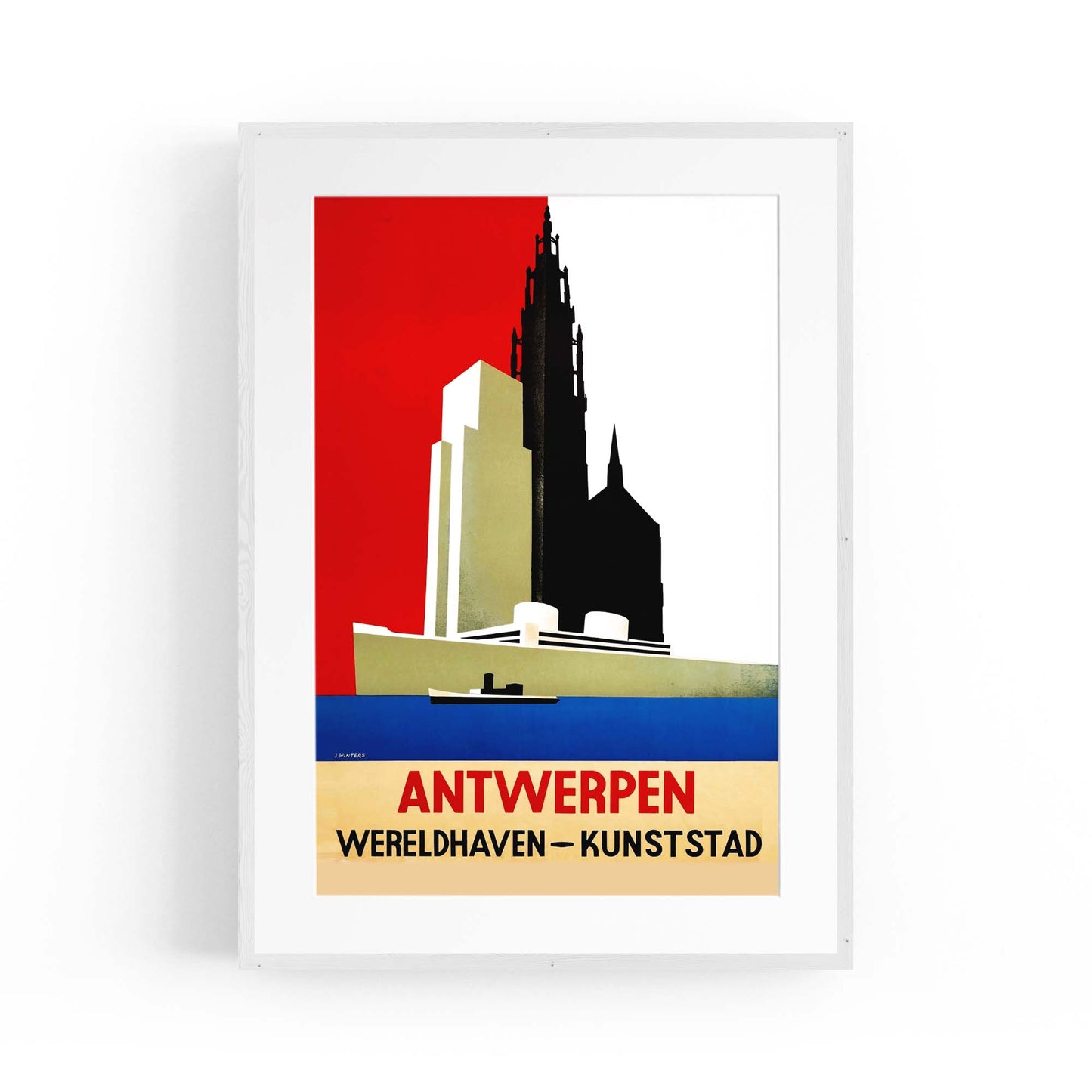 Vintage Travel Advert Antwerp, Belgium Wall Art - The Affordable Art Company