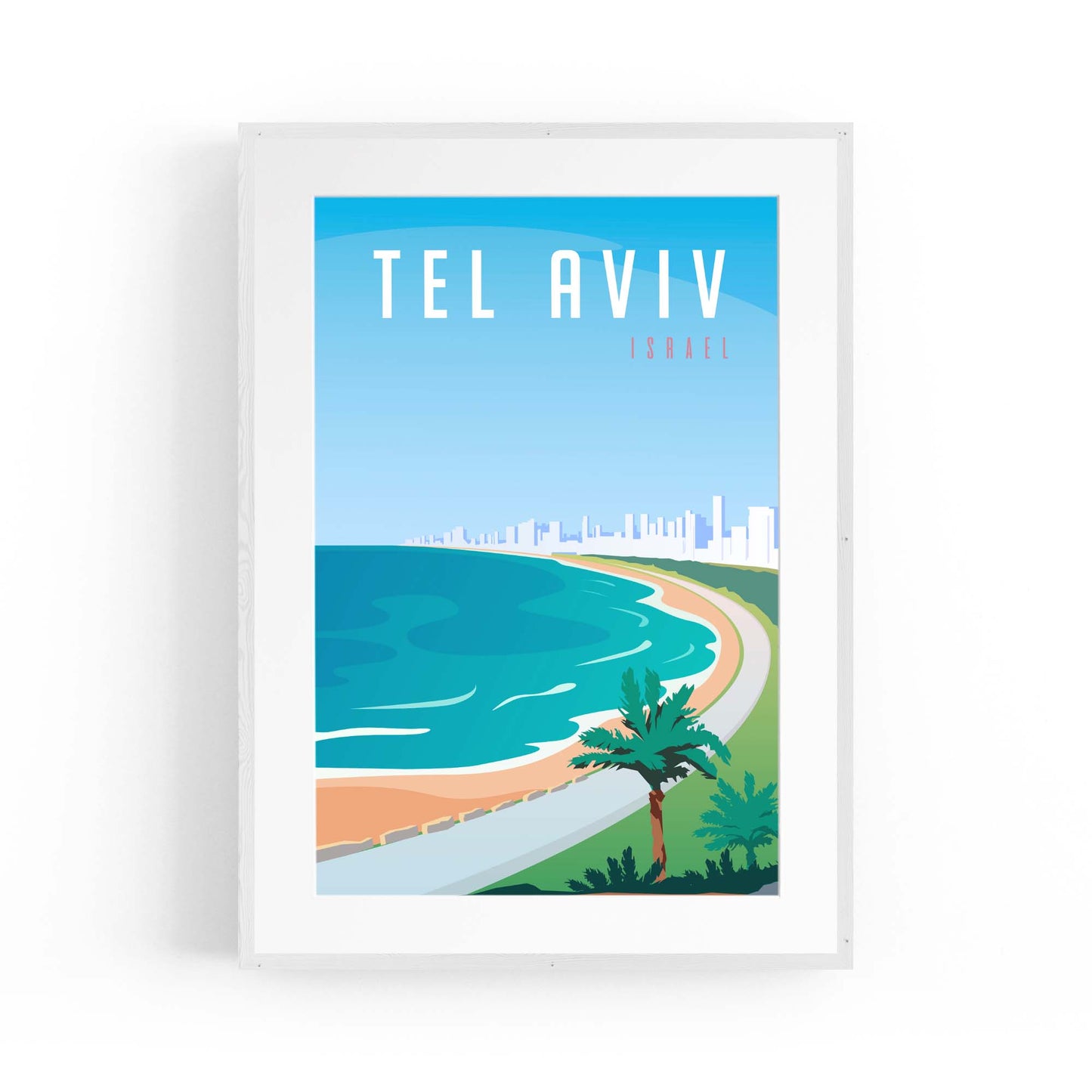 Retro Tel Aviv Israel Vintage Travel Wall Art - The Affordable Art Company