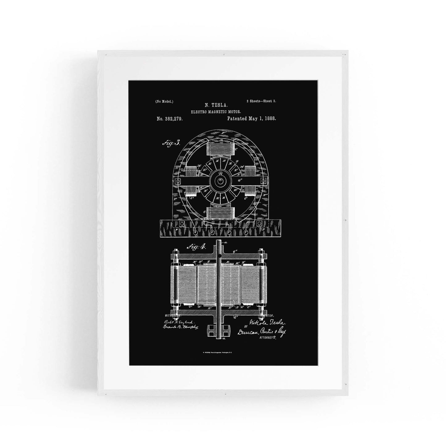 Vintage Electro Motor Patent Wall Art #1 - The Affordable Art Company