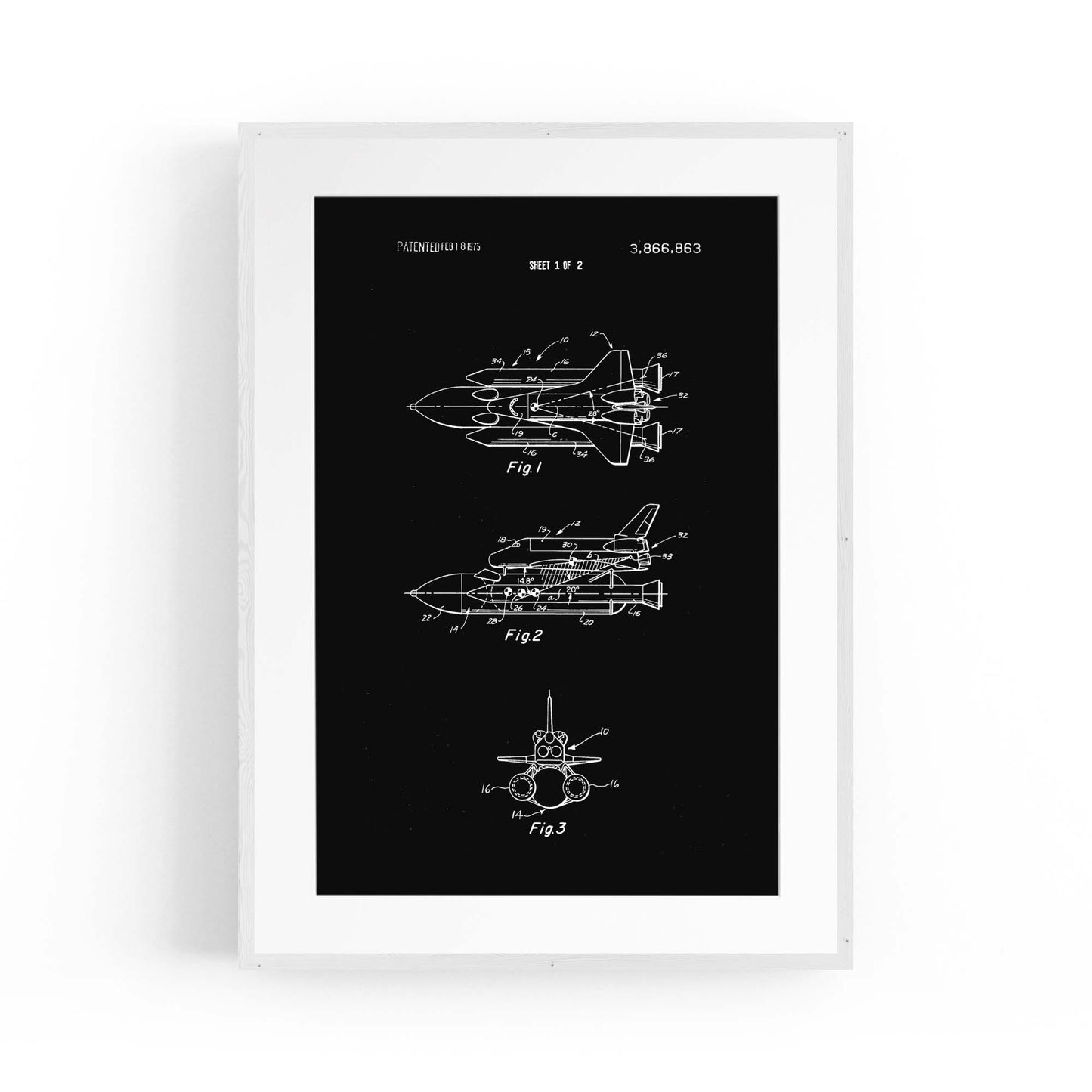 Vintage Space Shuttle Patent Wall Art #1 - The Affordable Art Company