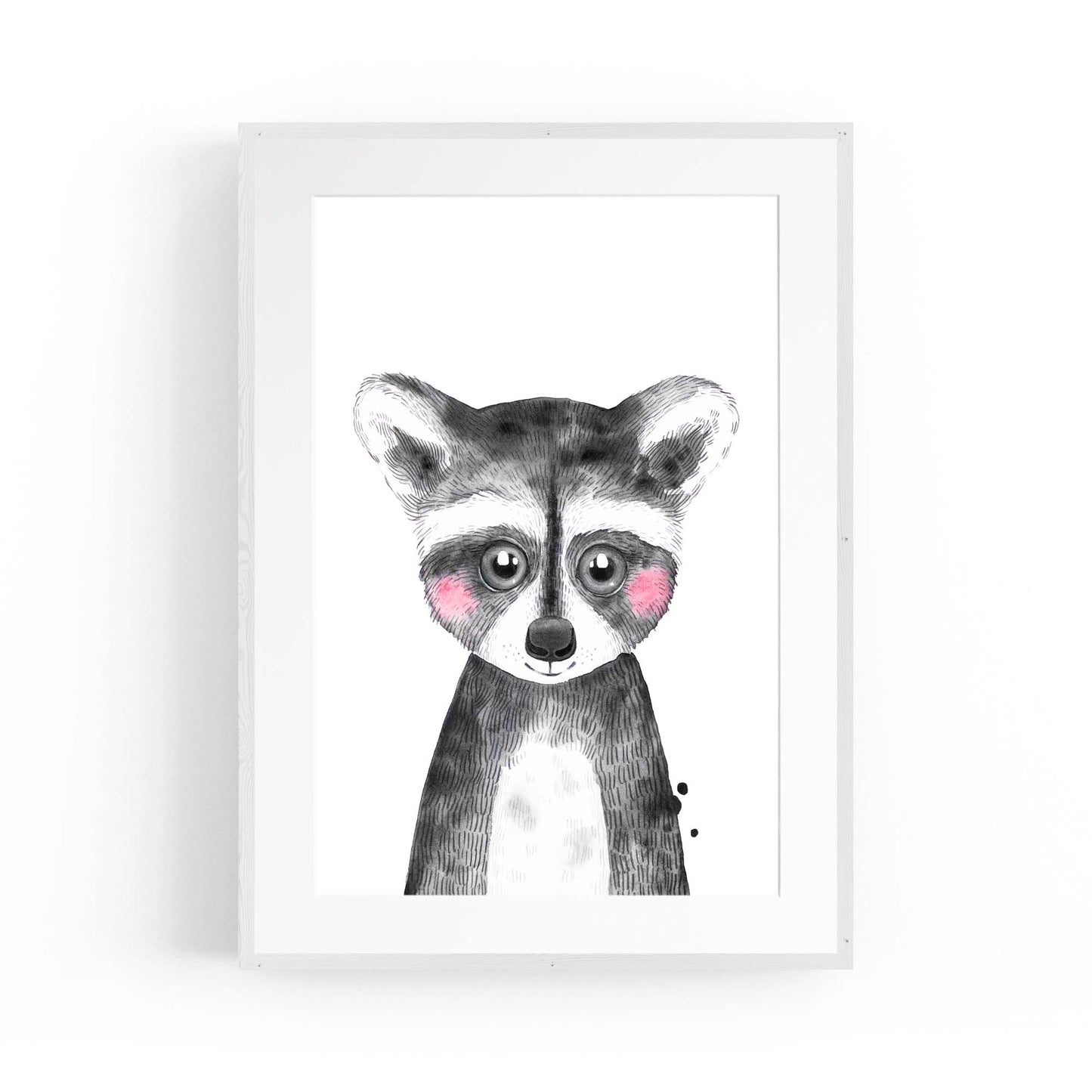 Cute Blushing Baby Raccoon Nursery Animal Wall Art - The Affordable Art Company