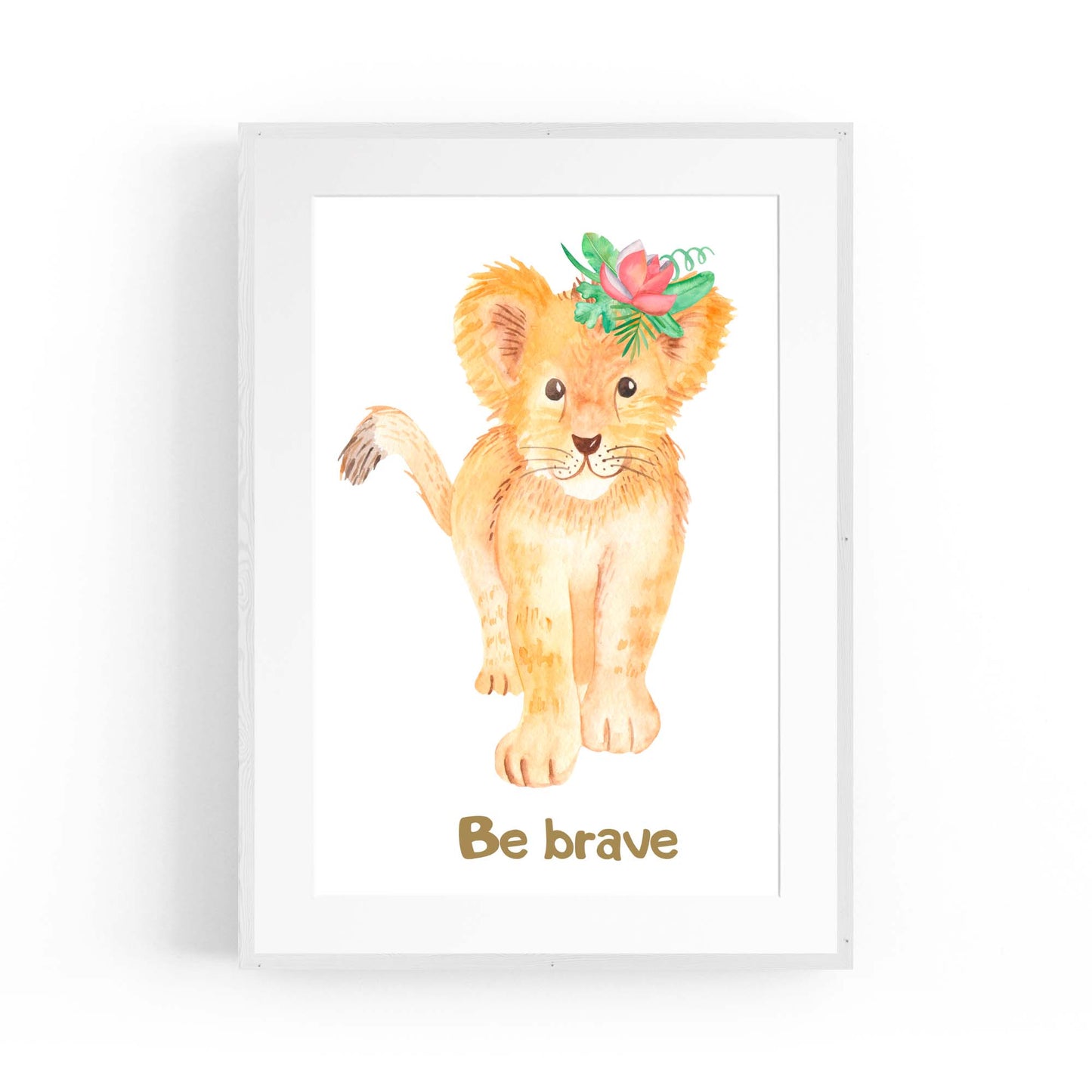 Cartoon Lion "Be Brave" Quote Nursery Wall Art - The Affordable Art Company