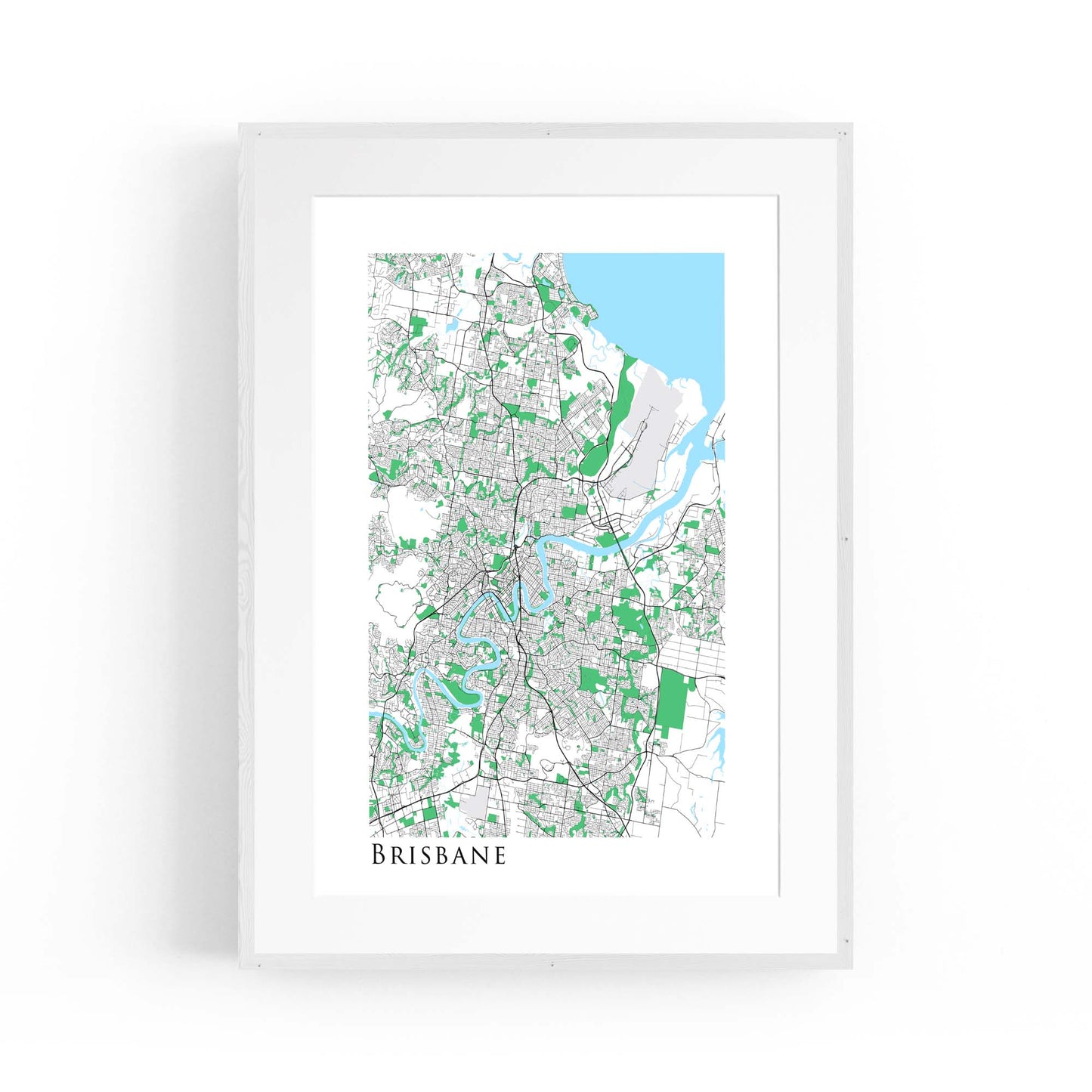 Minimal Brisbane Map Modern Queensland Wall Art - The Affordable Art Company