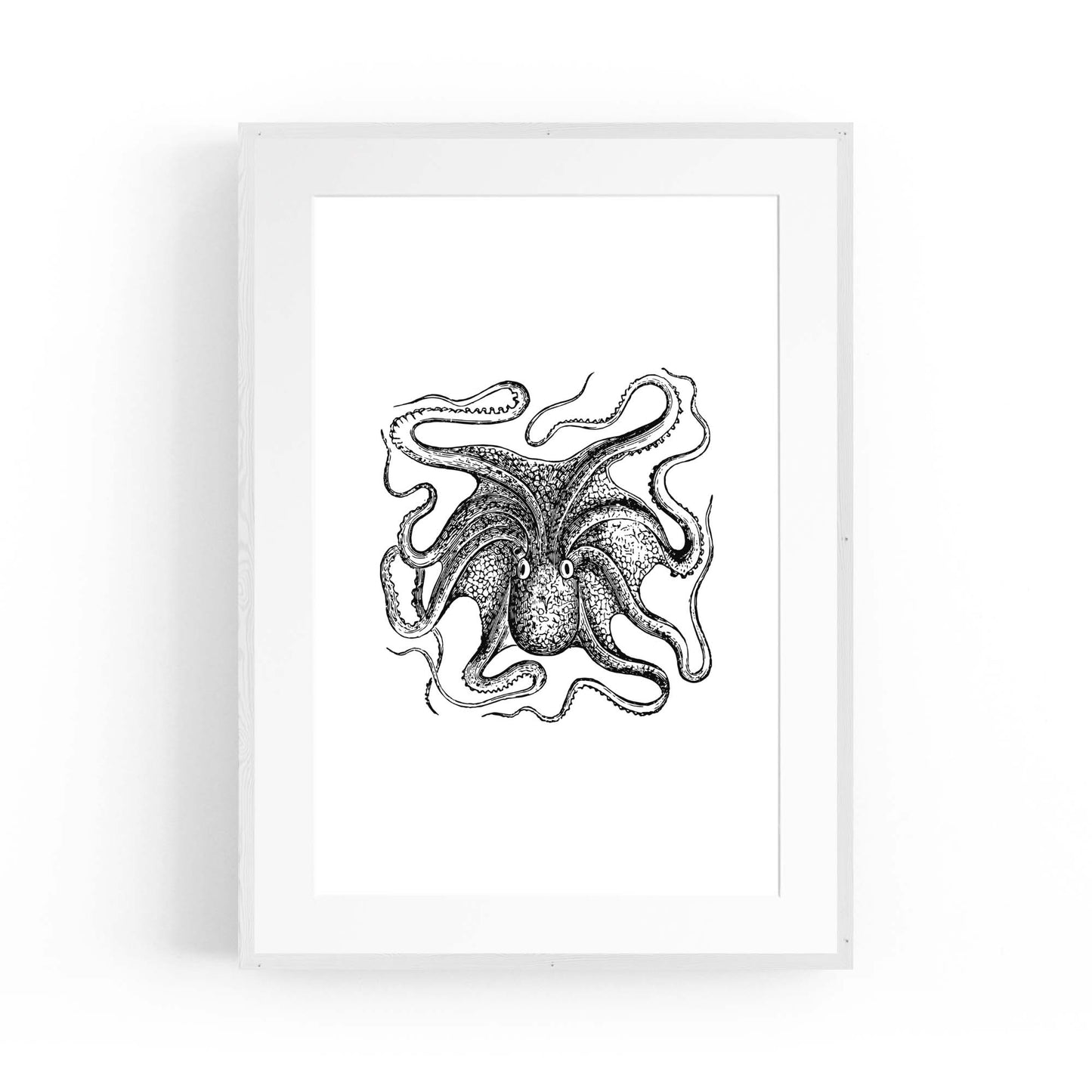 Octopus Drawing Minimal Sealife Wall Art #1 - The Affordable Art Company