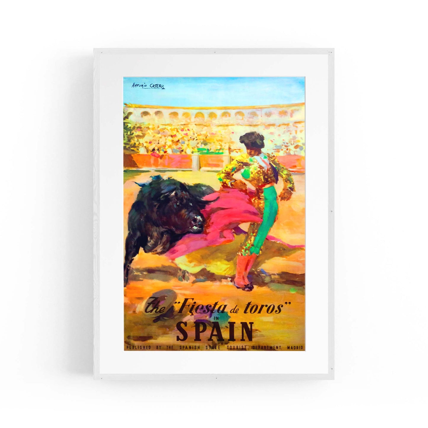 Fiesta de Toros Spain Vintage Travel Advert Wall Art - The Affordable Art Company