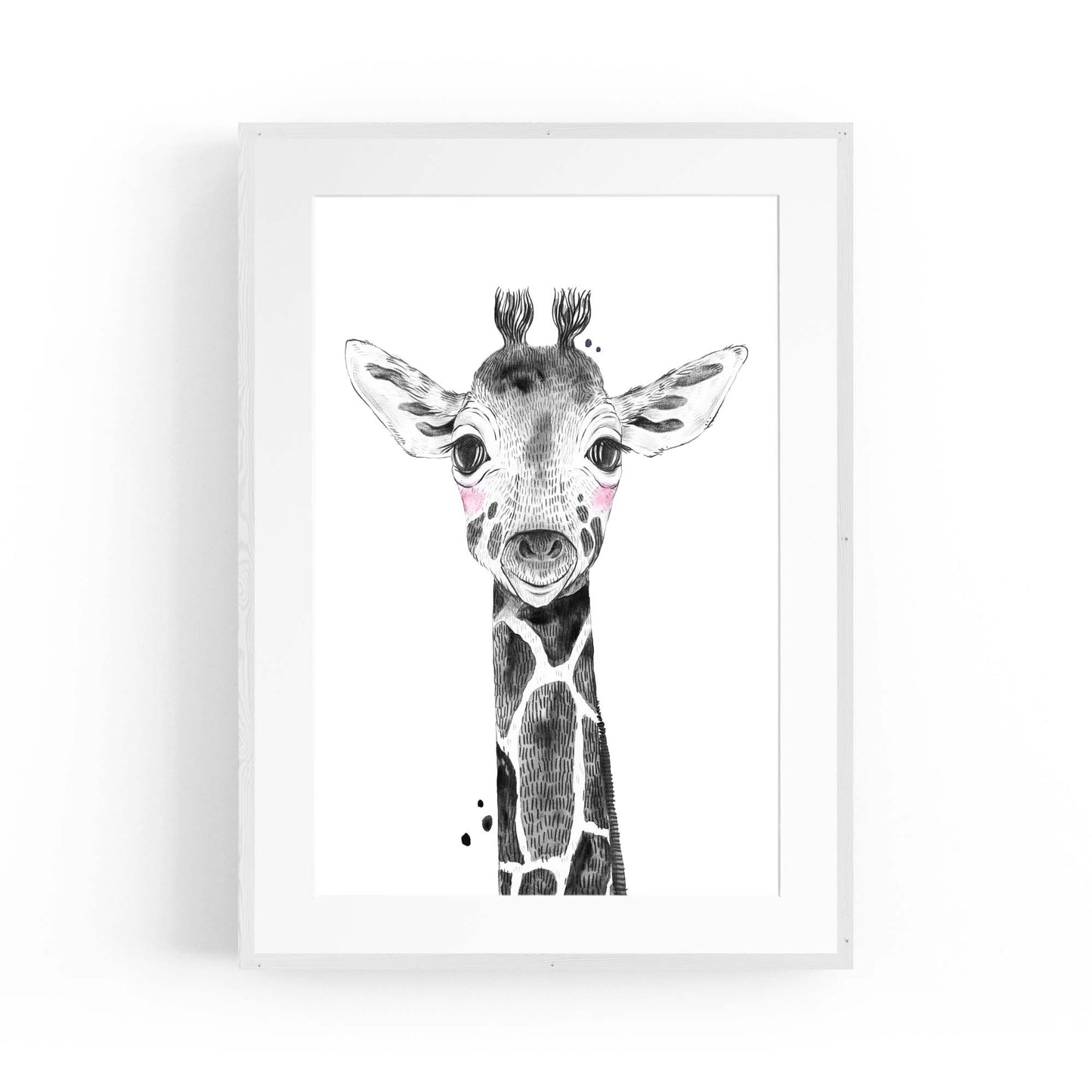 Cute Blushing Baby Giraffe Nursery Animal Wall Art - The Affordable Art Company