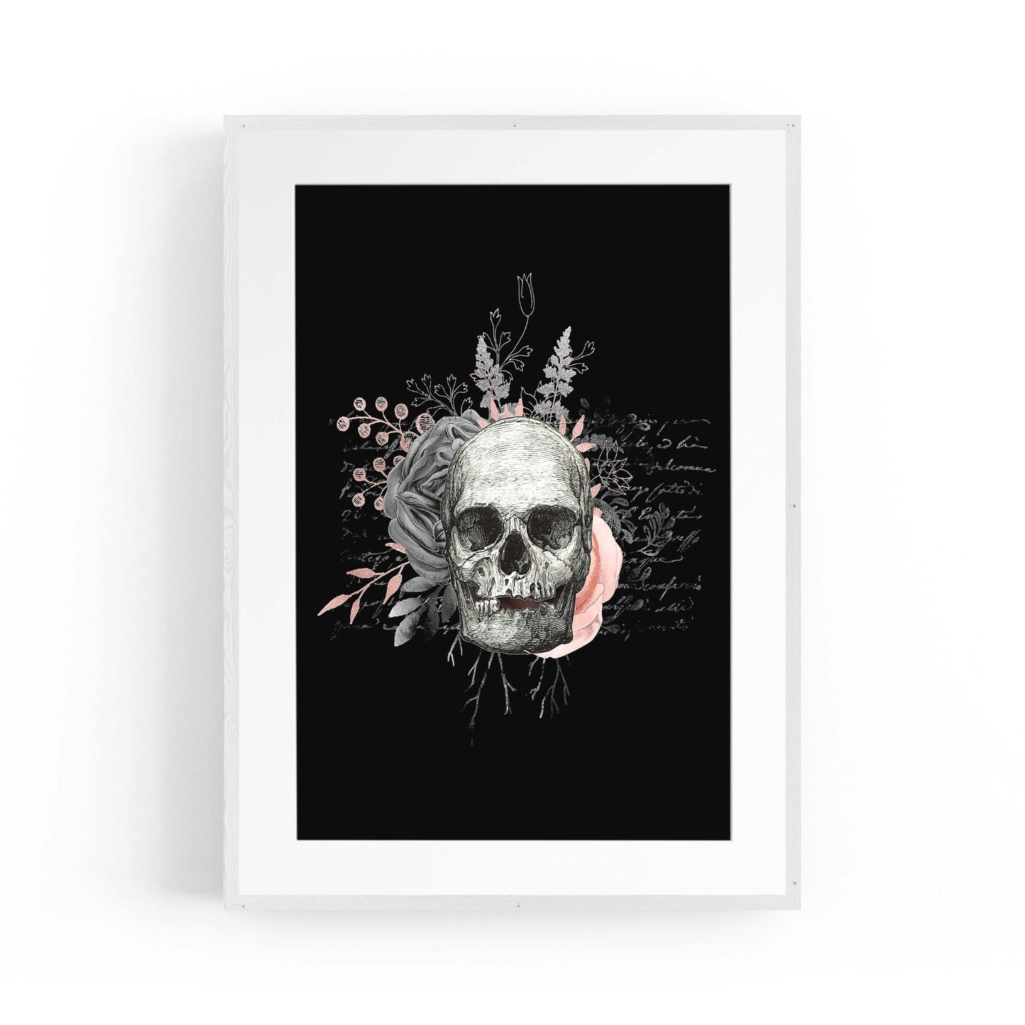 Pink Floral Skull Fashion Girls Bedroom Wall Art #2 - The Affordable Art Company