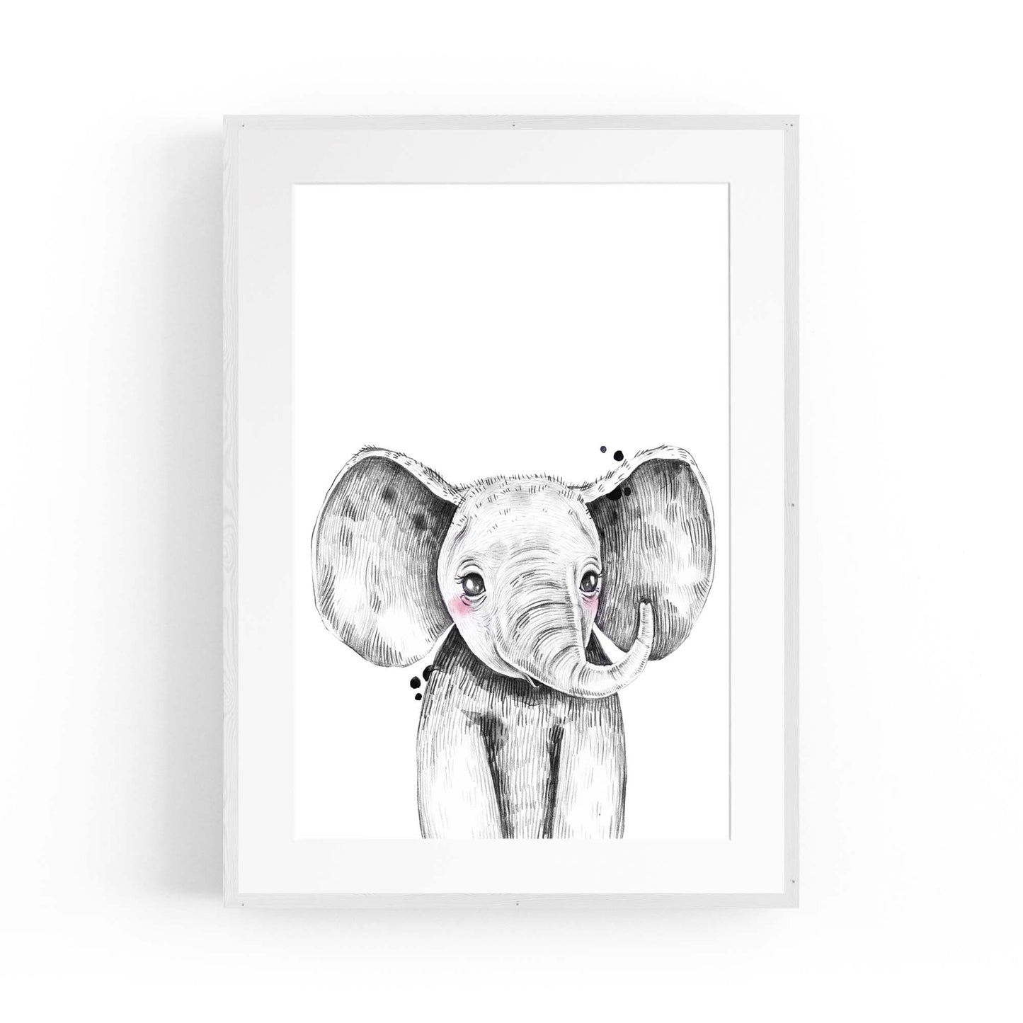 Cute Blushing Baby Elephant Nursery Animal Wall Art - The Affordable Art Company