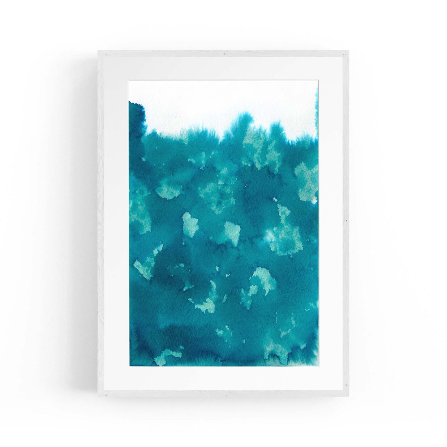Teal Ink Minimal Ink Painting Blue Wall Art #4 - The Affordable Art Company