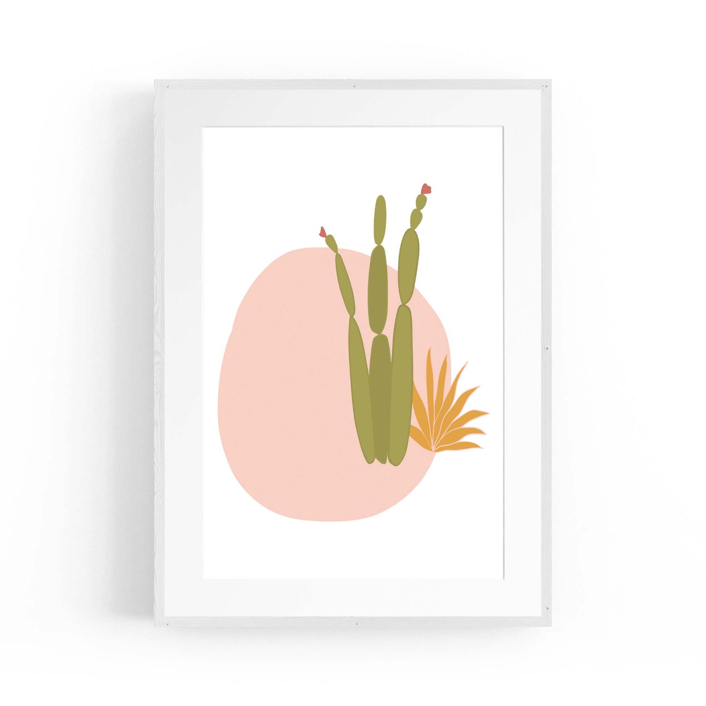 Retro Minimal Abstract Green Cactus Wall Art #1 - The Affordable Art Company