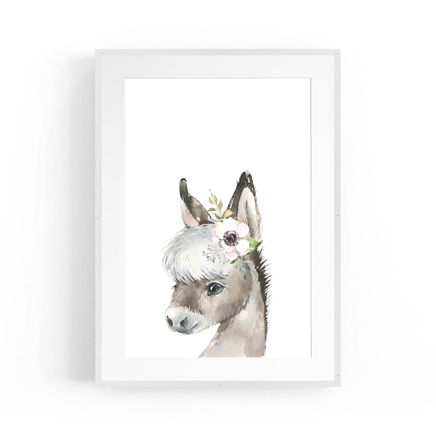 Cute Baby Donkey Nursery Animal Gift Wall Art - The Affordable Art Company