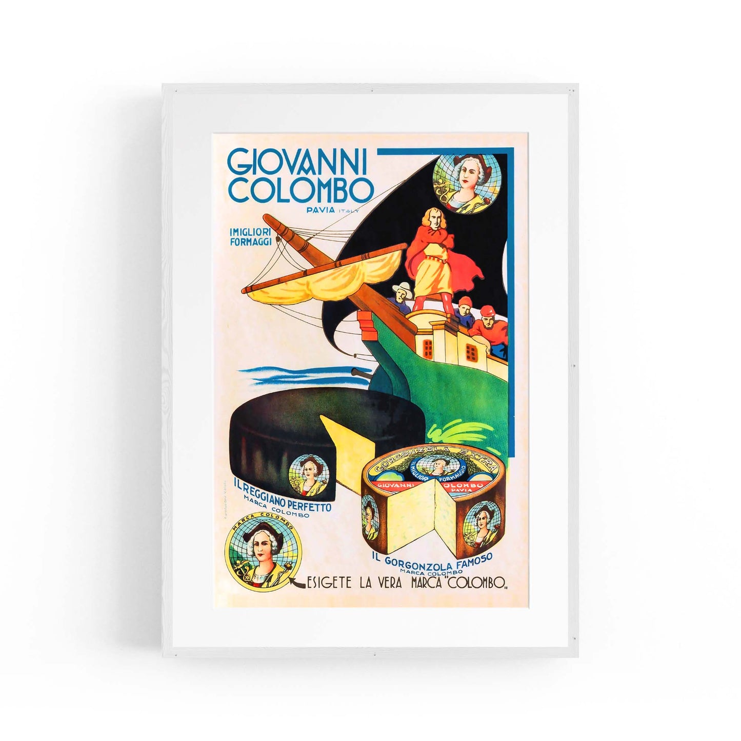 Giovanni Columbo Italian Cheese Vintage Food Advert Wall Art - The Affordable Art Company