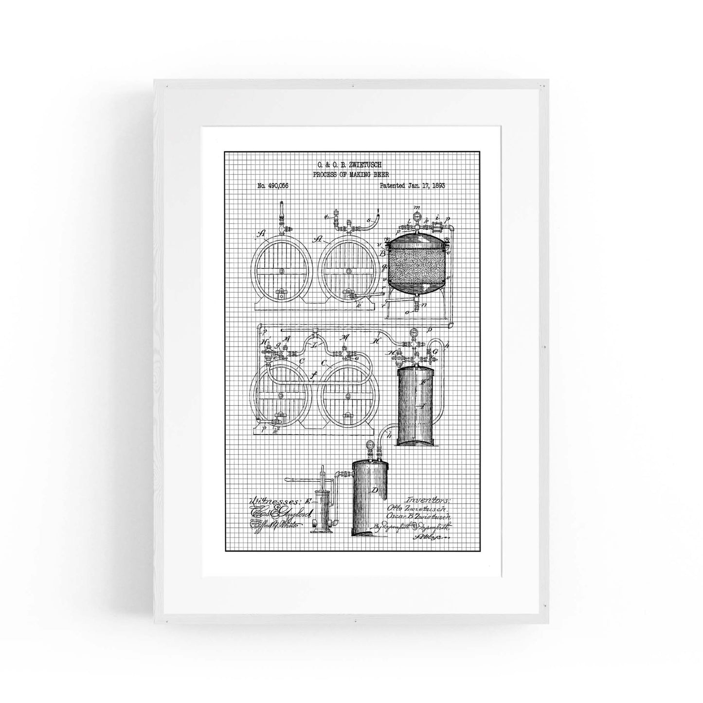 Vintage Beer Making Patent Man Cave Gift Wall Art #2 - The Affordable Art Company