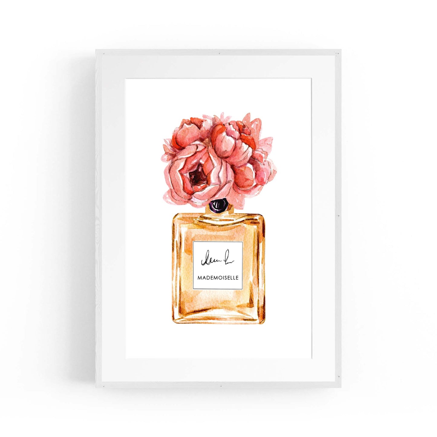 Peach Floral Perfume Bottle Fashion Wall Art #1 - The Affordable Art Company