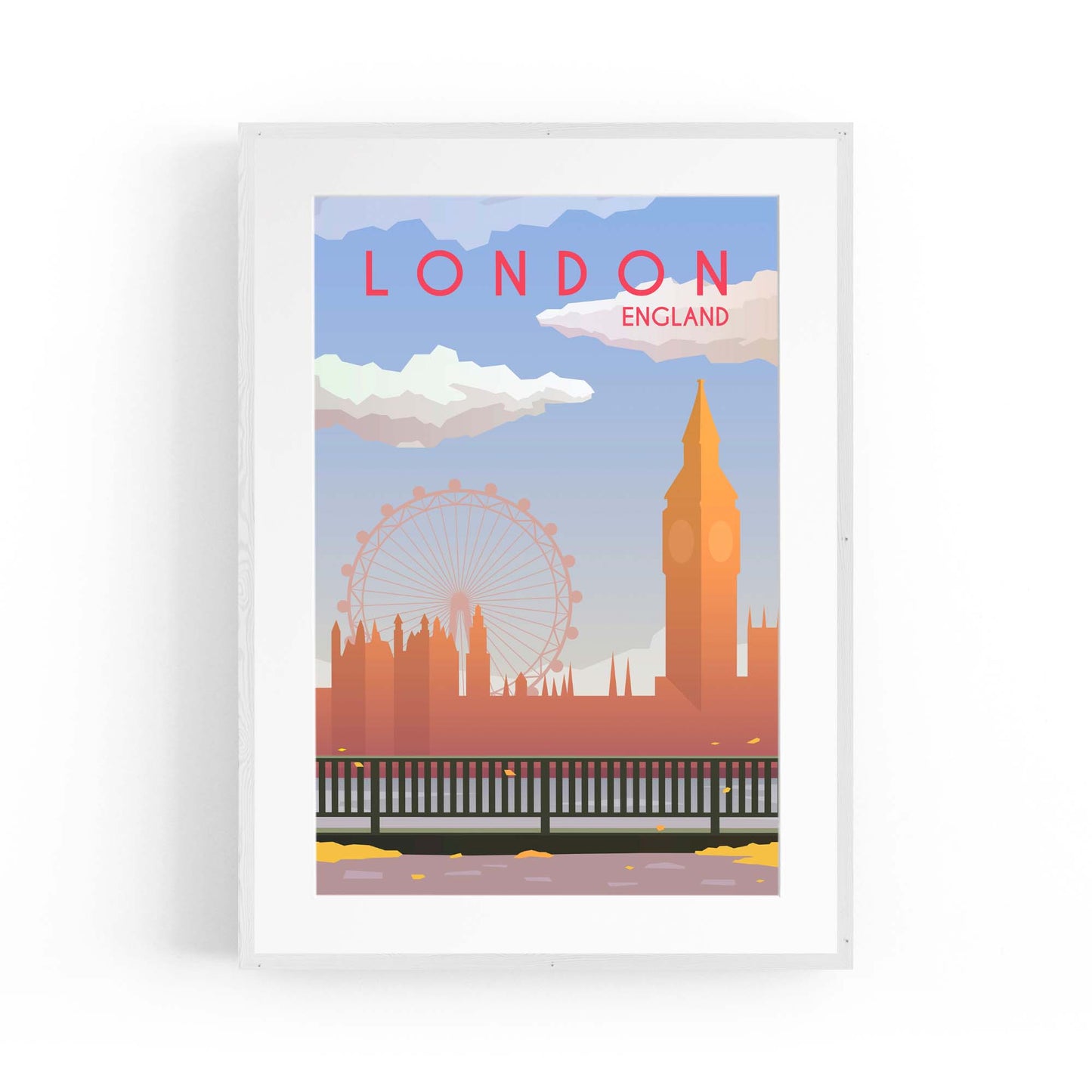 Retro London England UK Travel Vintage Wall Art - The Affordable Art Company
