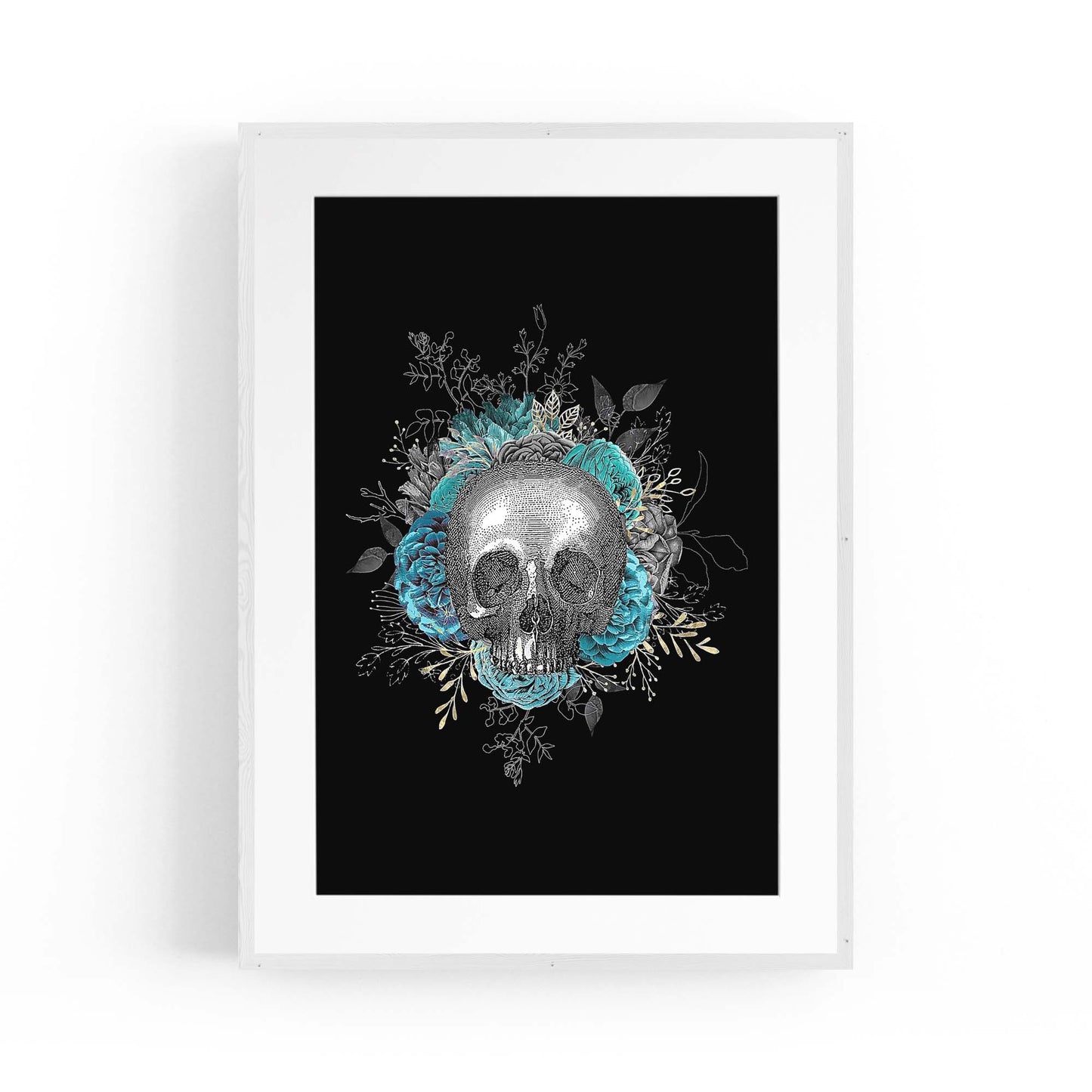 Vintage Skull Black Gothic Fashion Wall Art - The Affordable Art Company