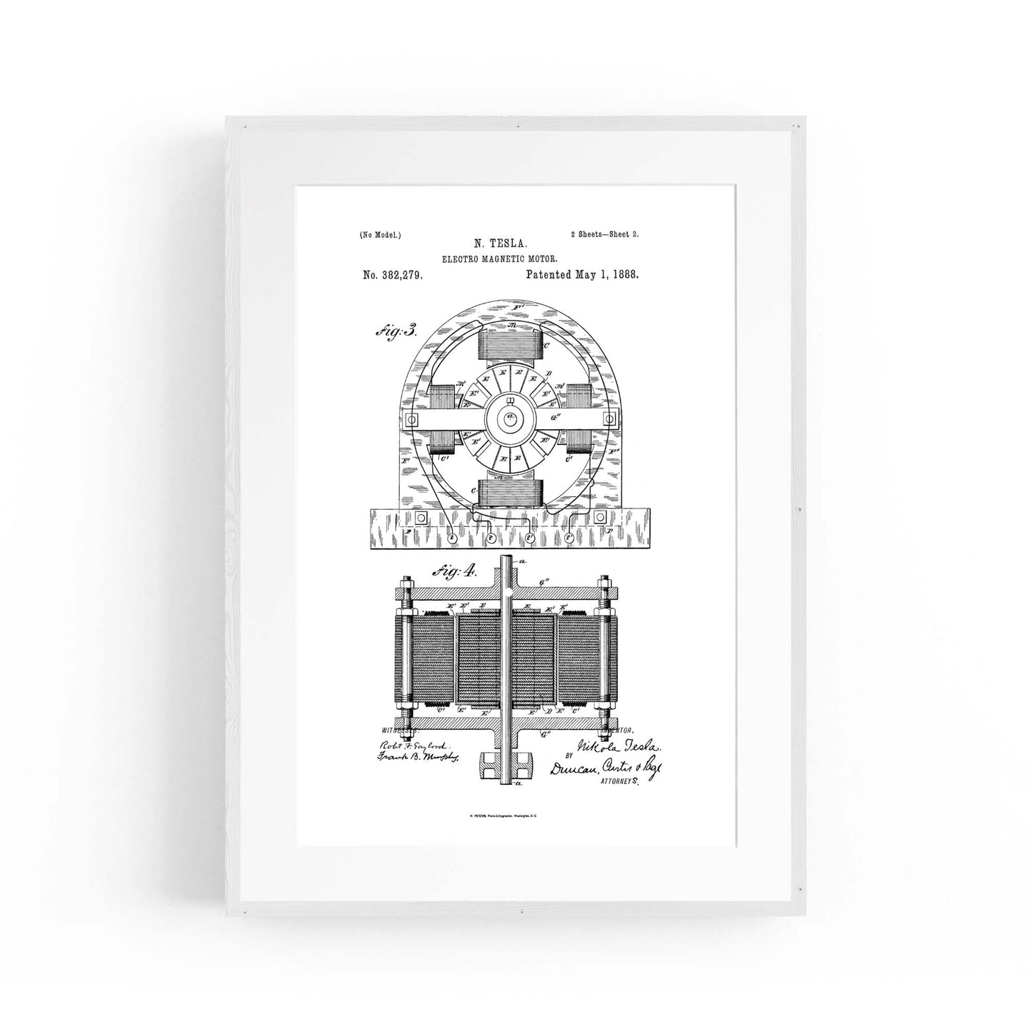 Vintage Electro Motor Patent Wall Art #2 - The Affordable Art Company