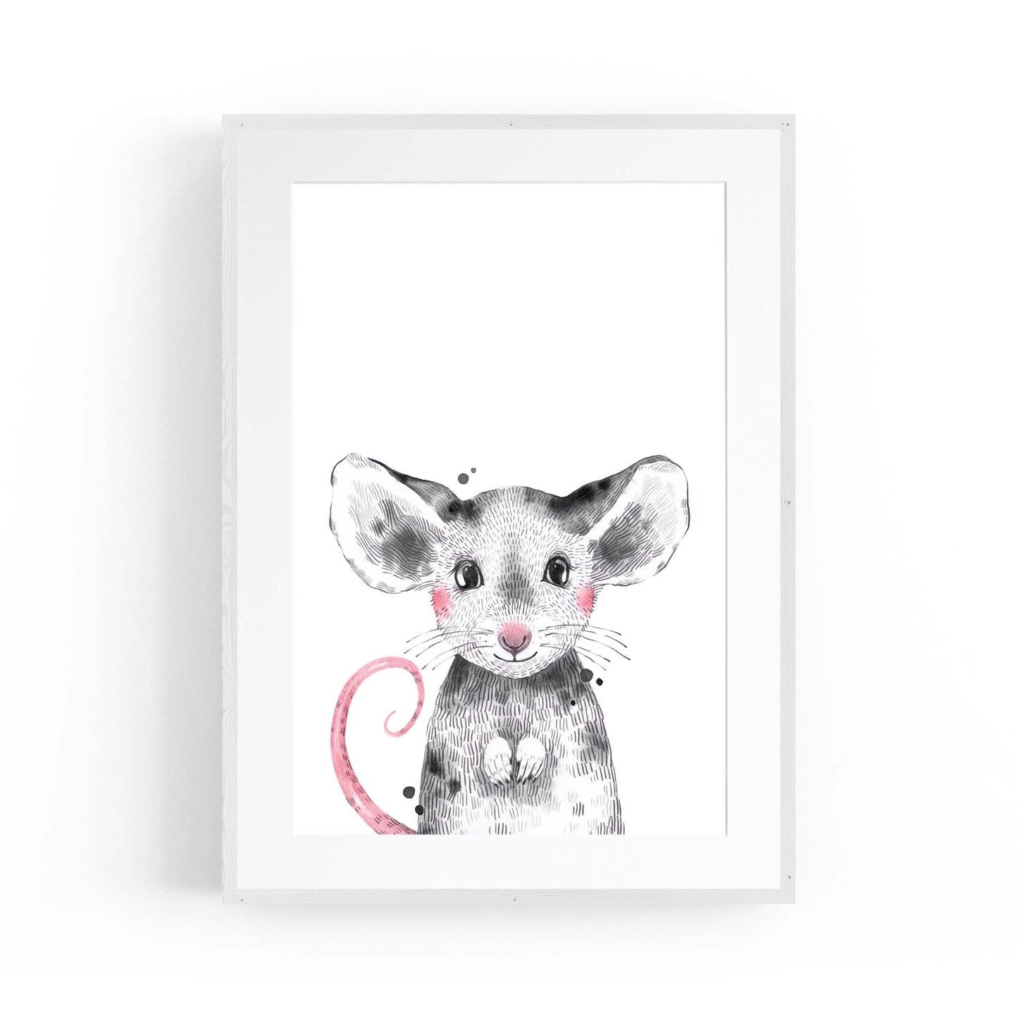 Cute Blushing Baby Mouse Nursery Animal Wall Art - The Affordable Art Company