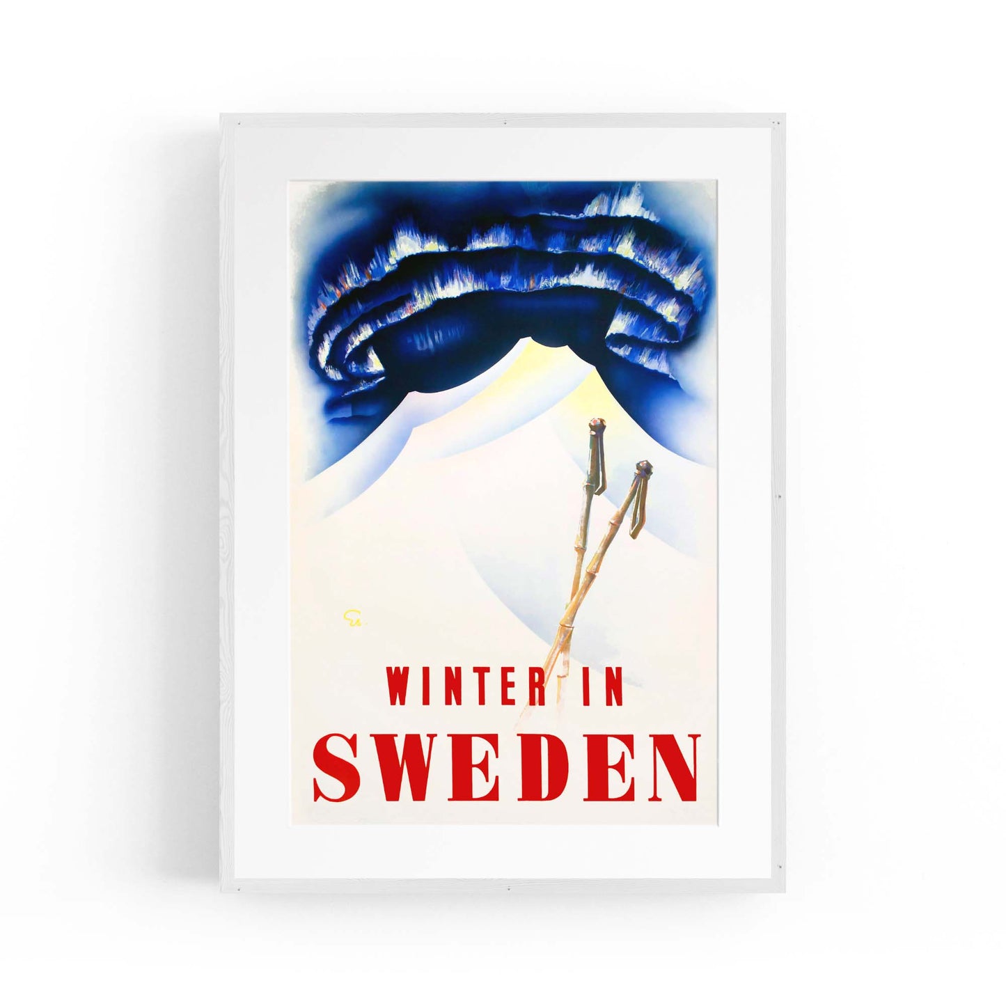 Winter In Sweden Vintage Travel Advert Wall Art - The Affordable Art Company