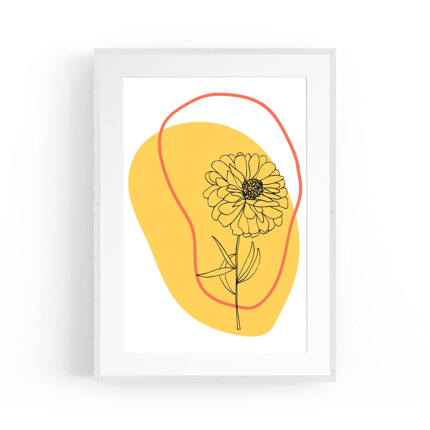 Abstract Sunflower Yellow Flower Modern Wall Art - The Affordable Art Company