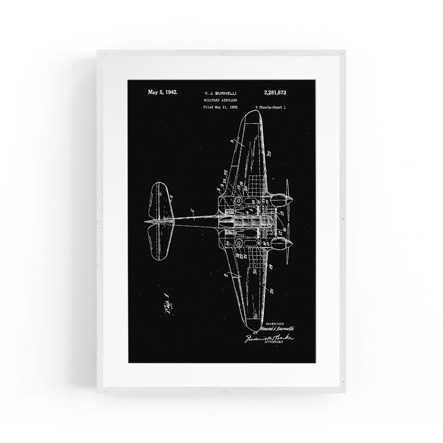 Airplane Patent Vintage Minimal Man Cave Wall Art #4 - The Affordable Art Company