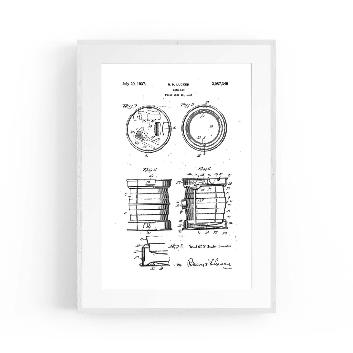 Vintage Beer Keg Patent Man Cave Gift Wall Art #2 - The Affordable Art Company