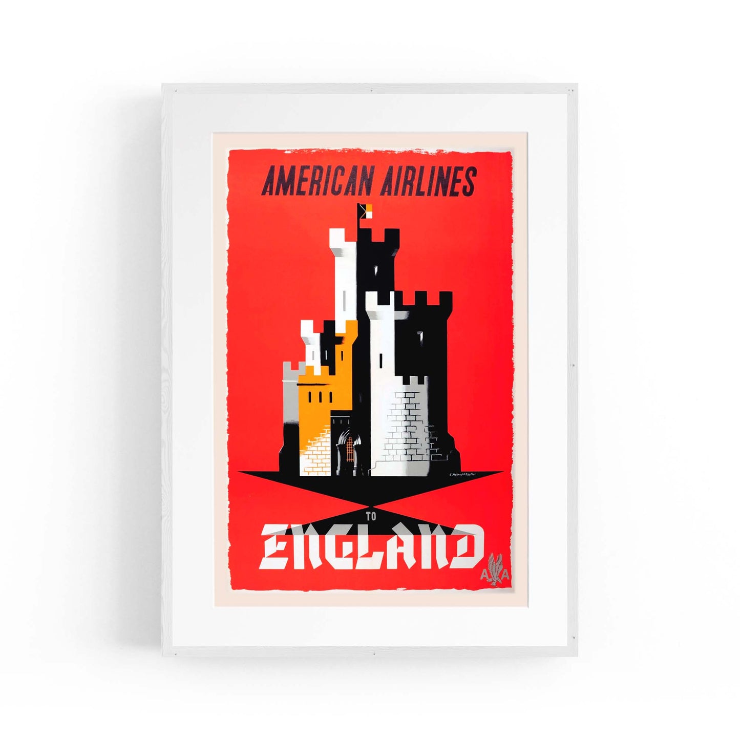 American Airlines - England Vintage Travel Wall Art - The Affordable Art Company