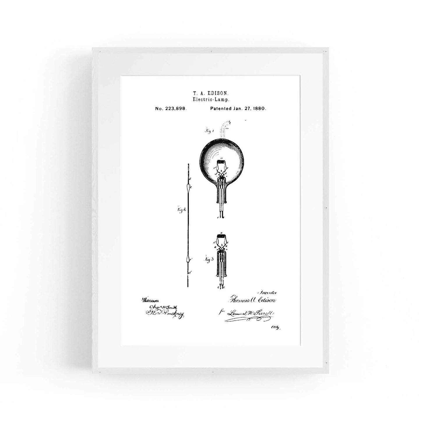 Vintage Edison Light Bulb Patent Wall Art #2 - The Affordable Art Company