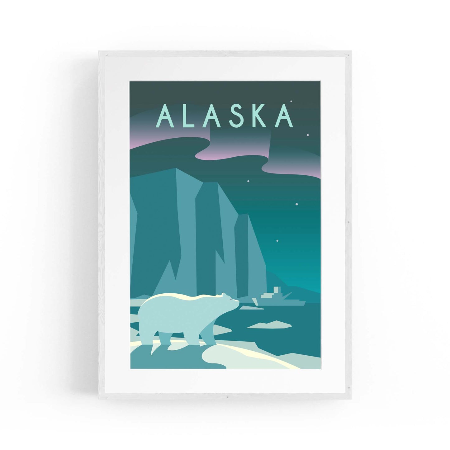 Retro Alaska USA World Travel Vintage Wall Art - The Affordable Art Company