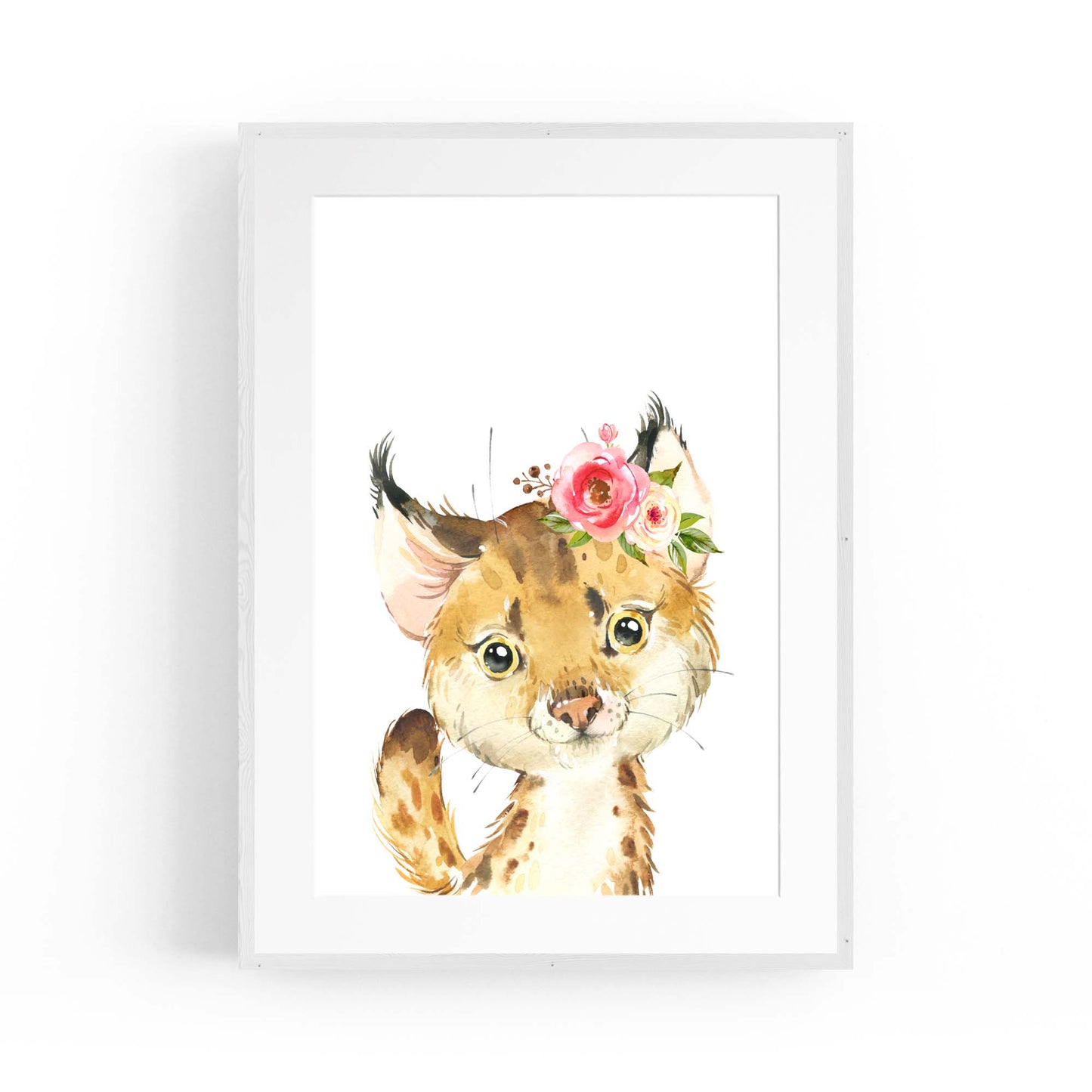 Cute Baby Bobcat Nursery Animal Gift Wall Art - The Affordable Art Company