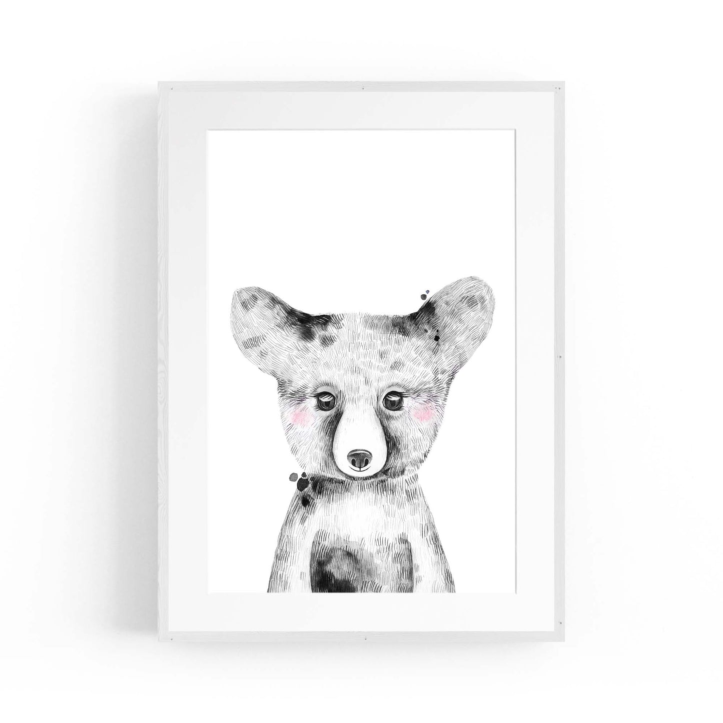 Cute Blushing Baby Bear Nursery Animal Wall Art - The Affordable Art Company