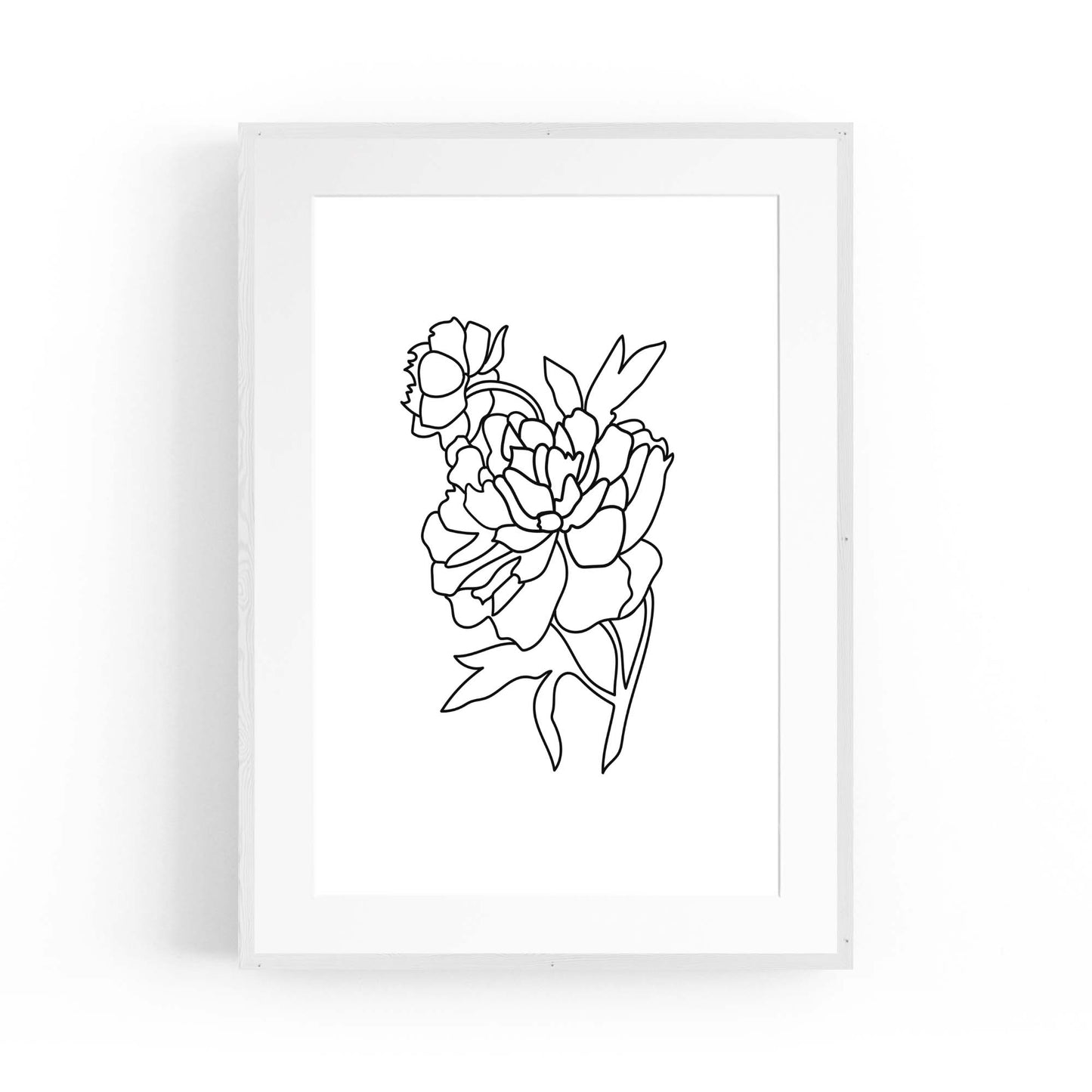 Minimal Flower Line Drawing Abstract Wall Art #4 - The Affordable Art Company