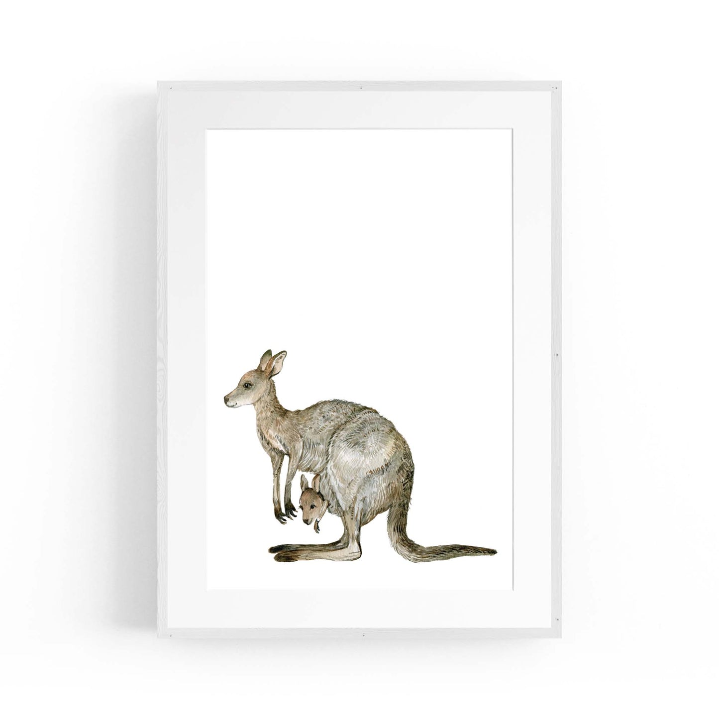 Australian Grey Kangaroo Painting Animal Nursery Art - The Affordable Art Company