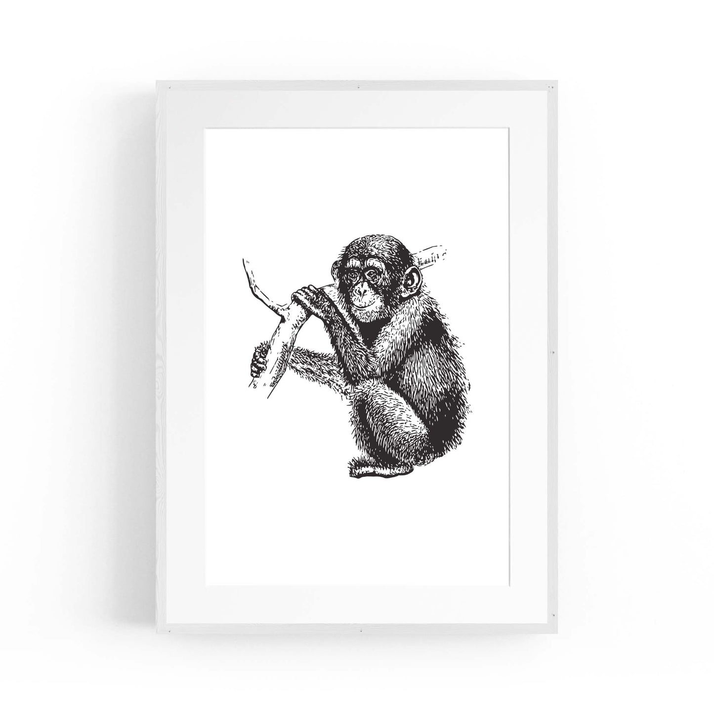 Monkey Baby Drawing Animal Jungle Wall Art - The Affordable Art Company