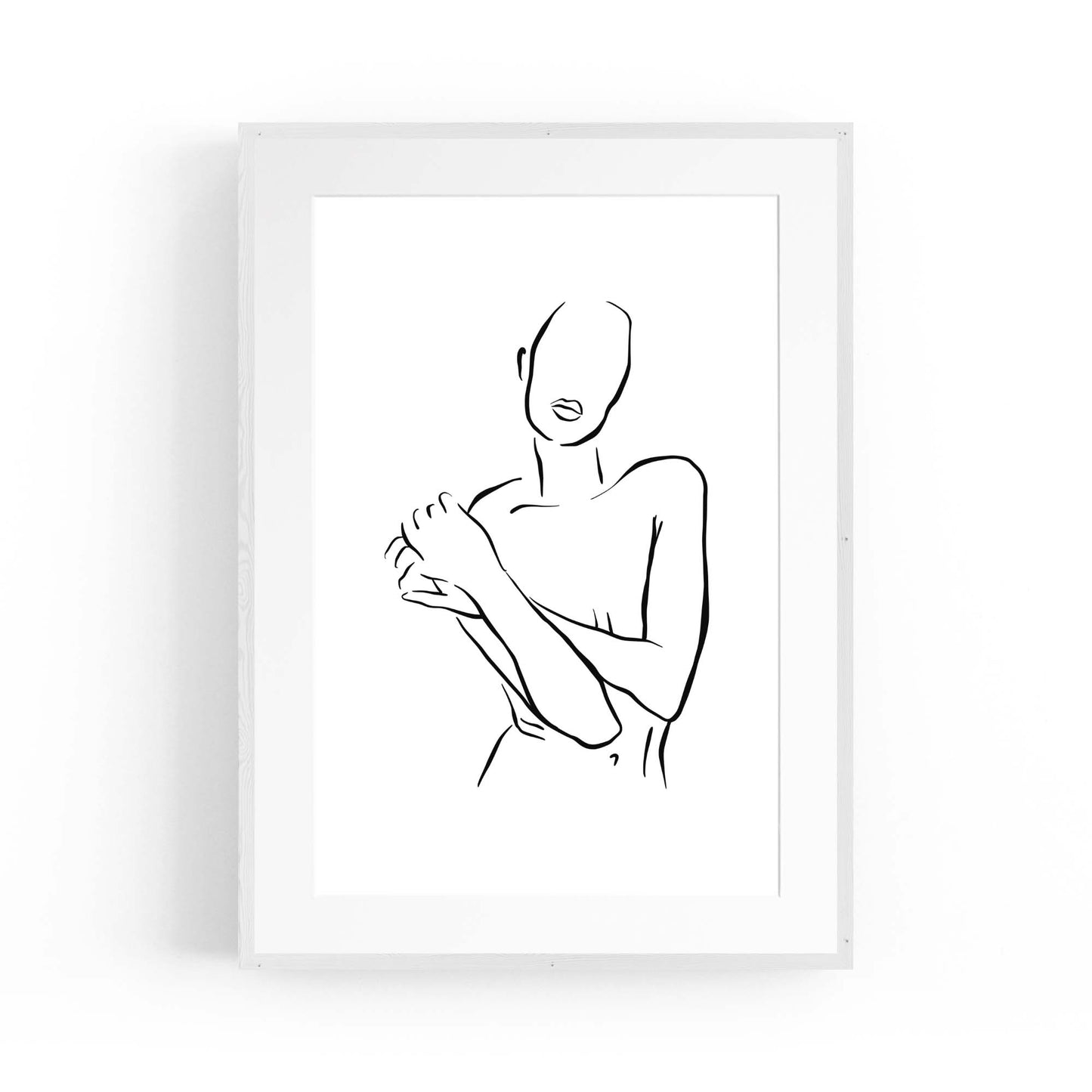 Nude Female Body Minimal Line Drawing Wall Art - The Affordable Art Company