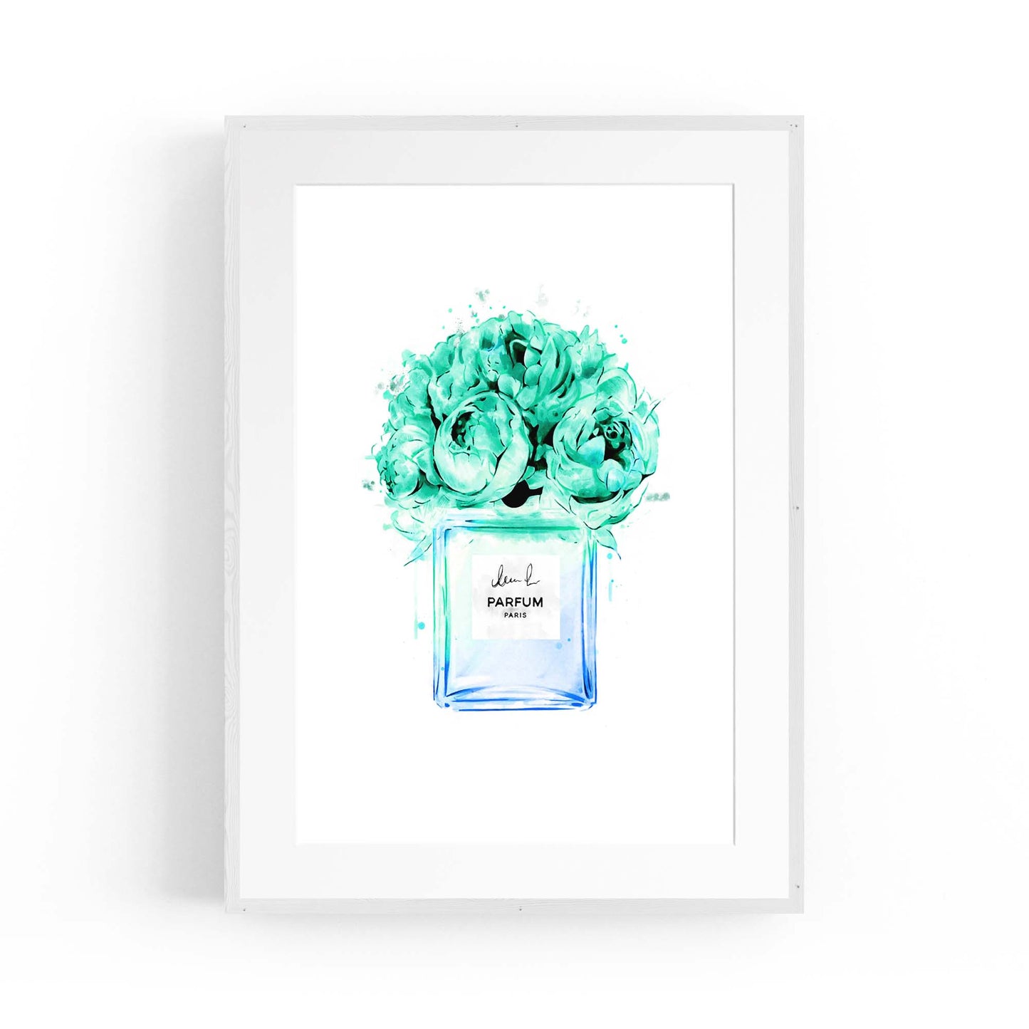 Teal Floral Perfume Bottle Fashion Wall Art #2 - The Affordable Art Company