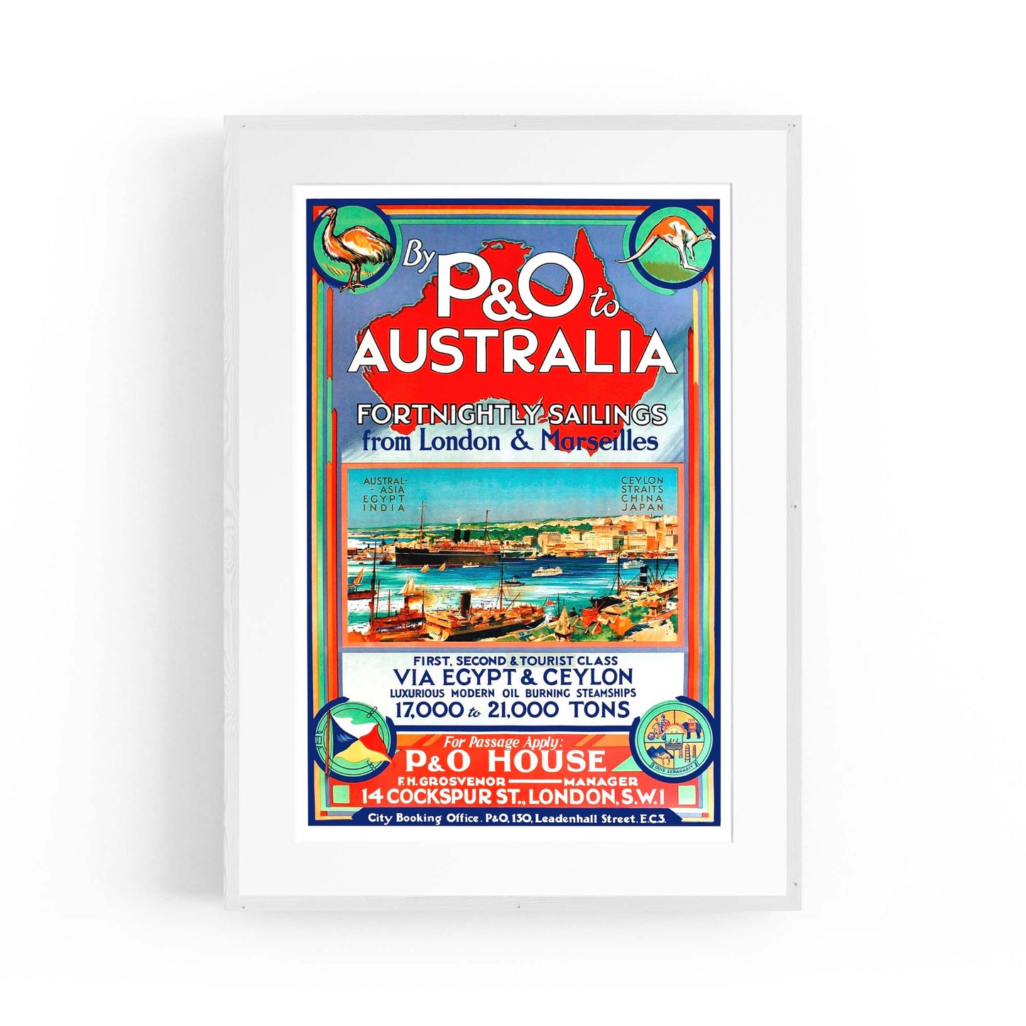 Vintage P&O Australia Travel Wall Art - The Affordable Art Company