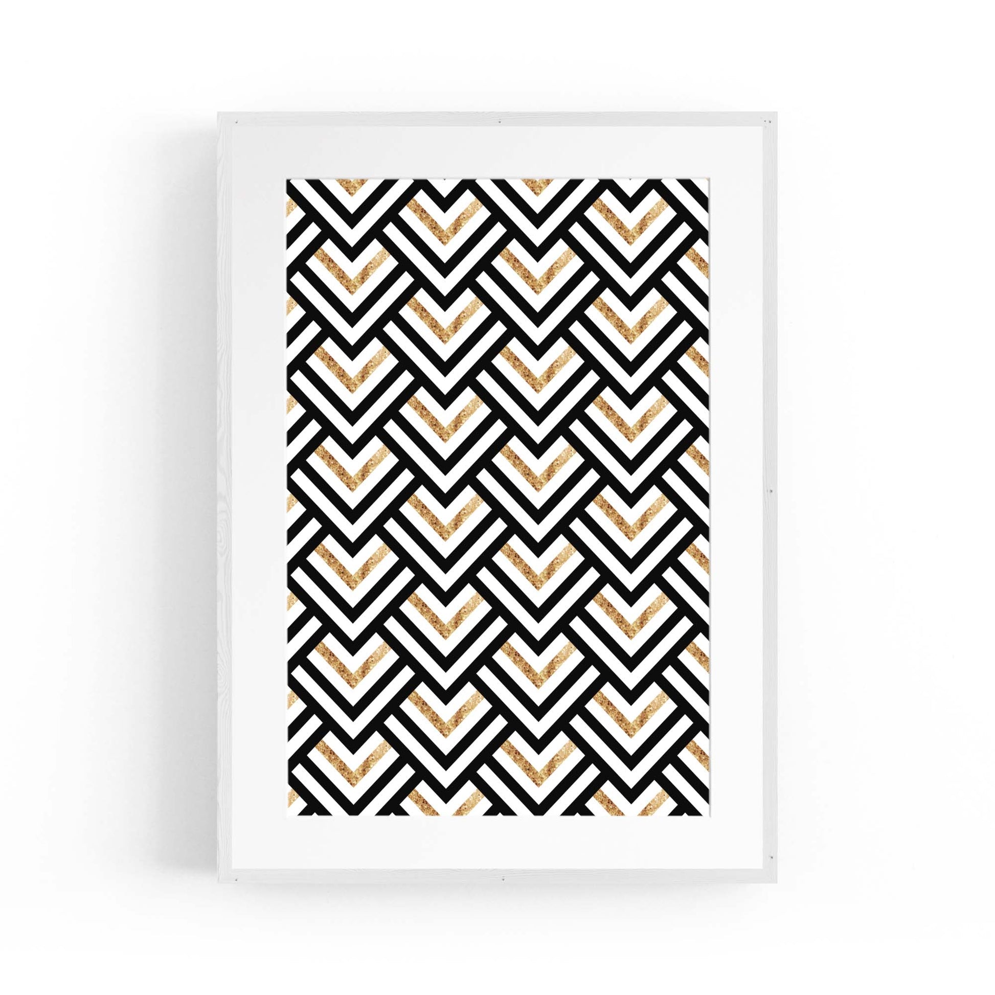 Geometric Pattern Abstract Black & White Wall Art #4 - The Affordable Art Company