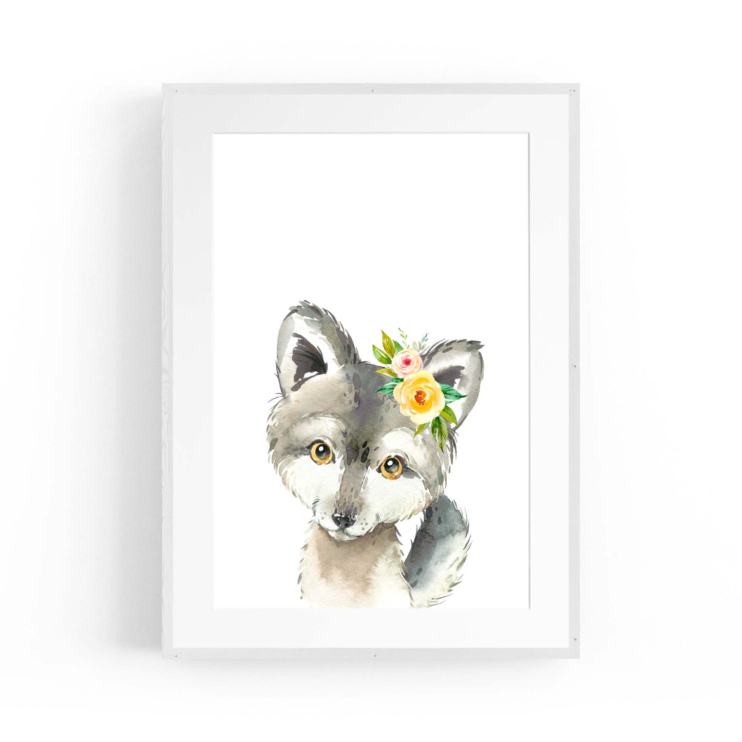 Cute Baby Wolf Nursery Animal Gift Wall Art - The Affordable Art Company