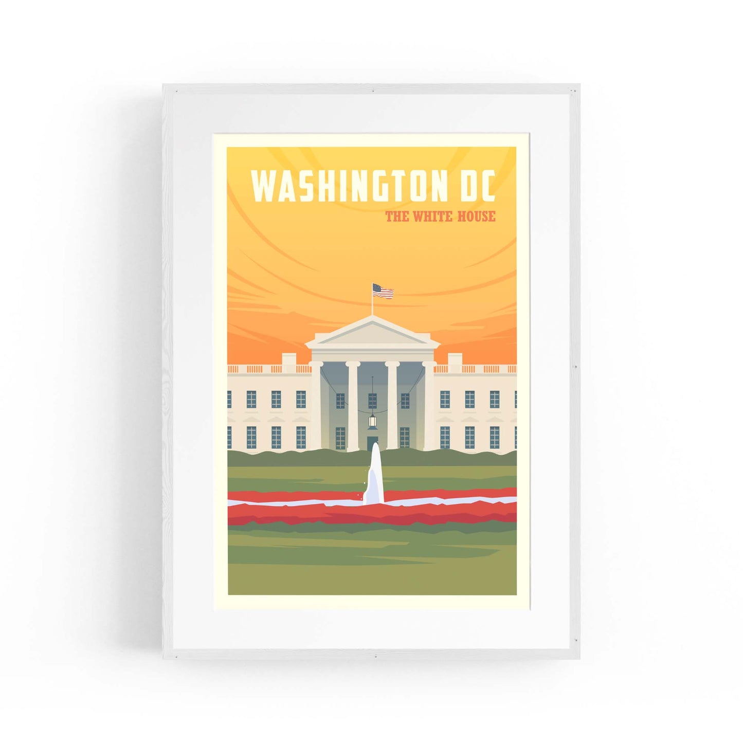 Retro Washington DC USA Vintage Travel Wall Art - The Affordable Art Company