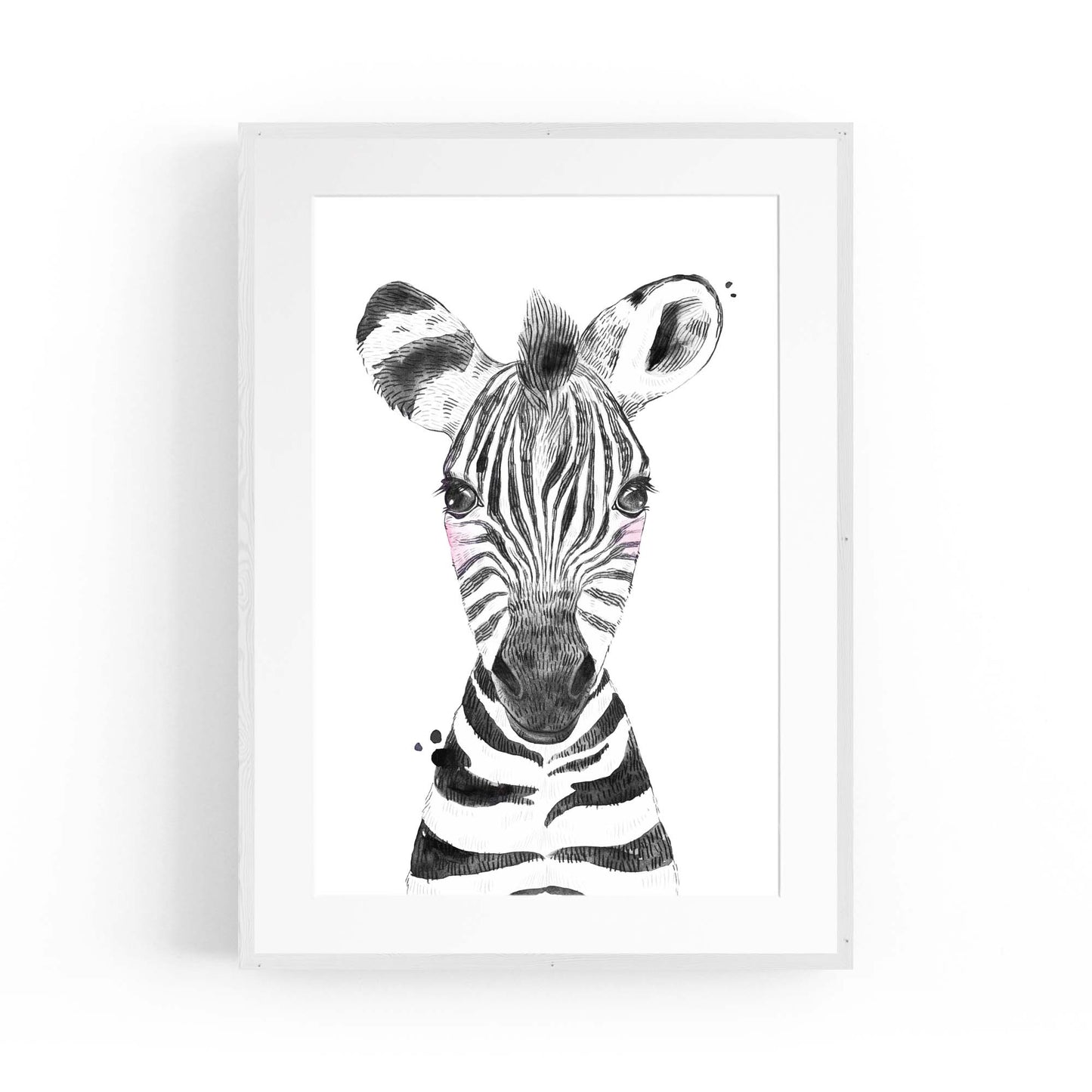 Cute Blushing Baby Zebra Nursery Animal Wall Art - The Affordable Art Company