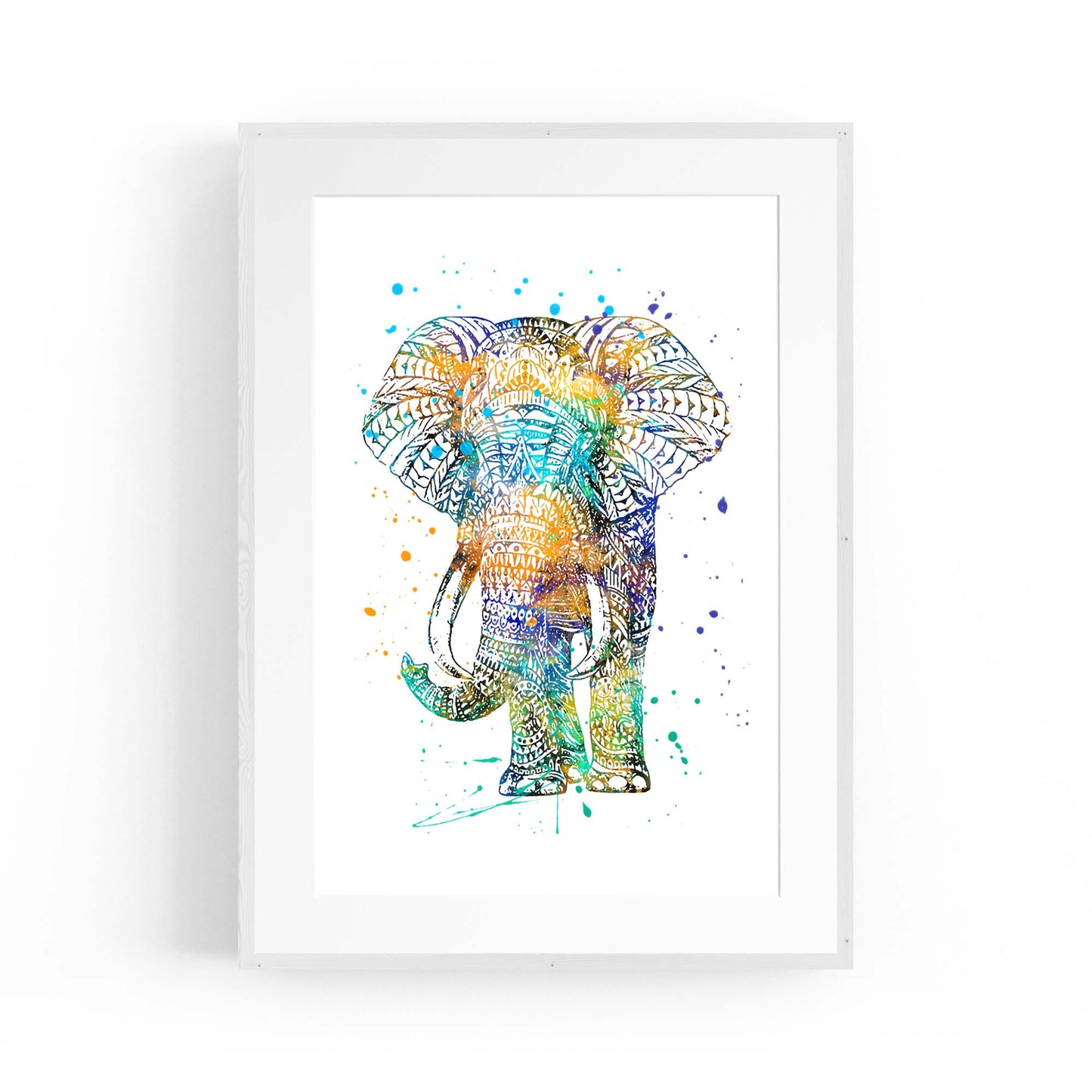Elephant Mandala Cute Pattern Animal Wall Art - The Affordable Art Company