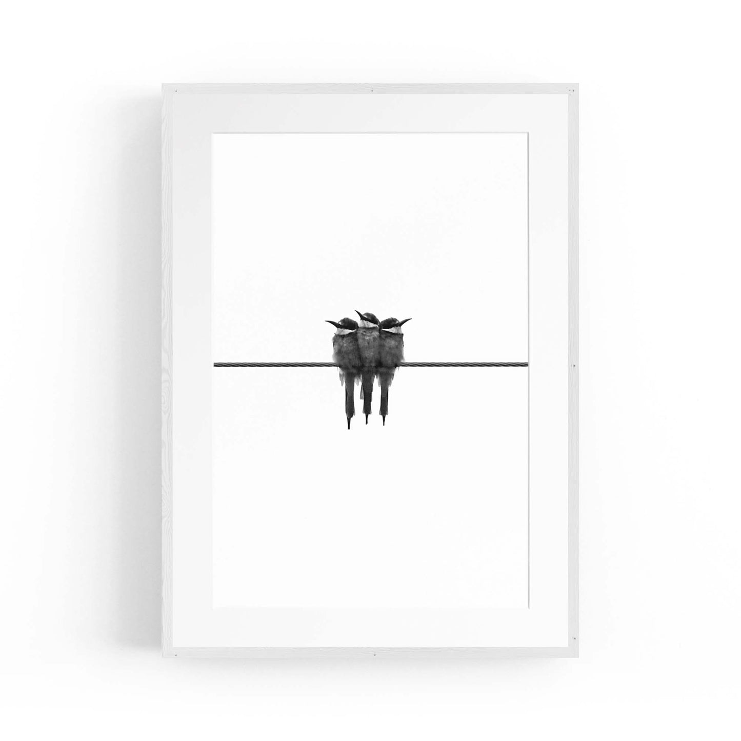 Abstract Bird on Wire Minimal Drawing Wall Art #2 - The Affordable Art Company