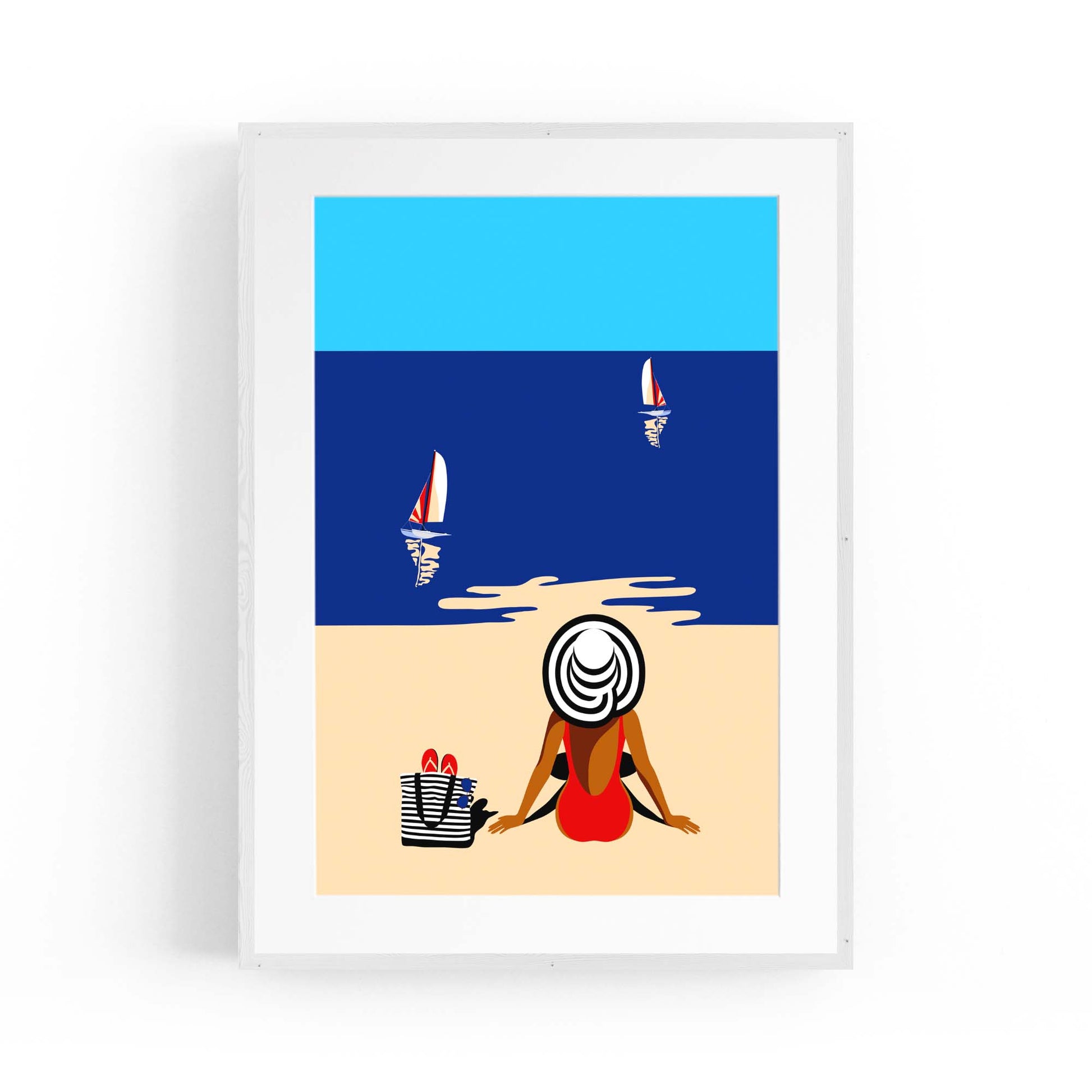 Retro Summer Beach Coastal Fashion Wall Art #5 - The Affordable Art Company