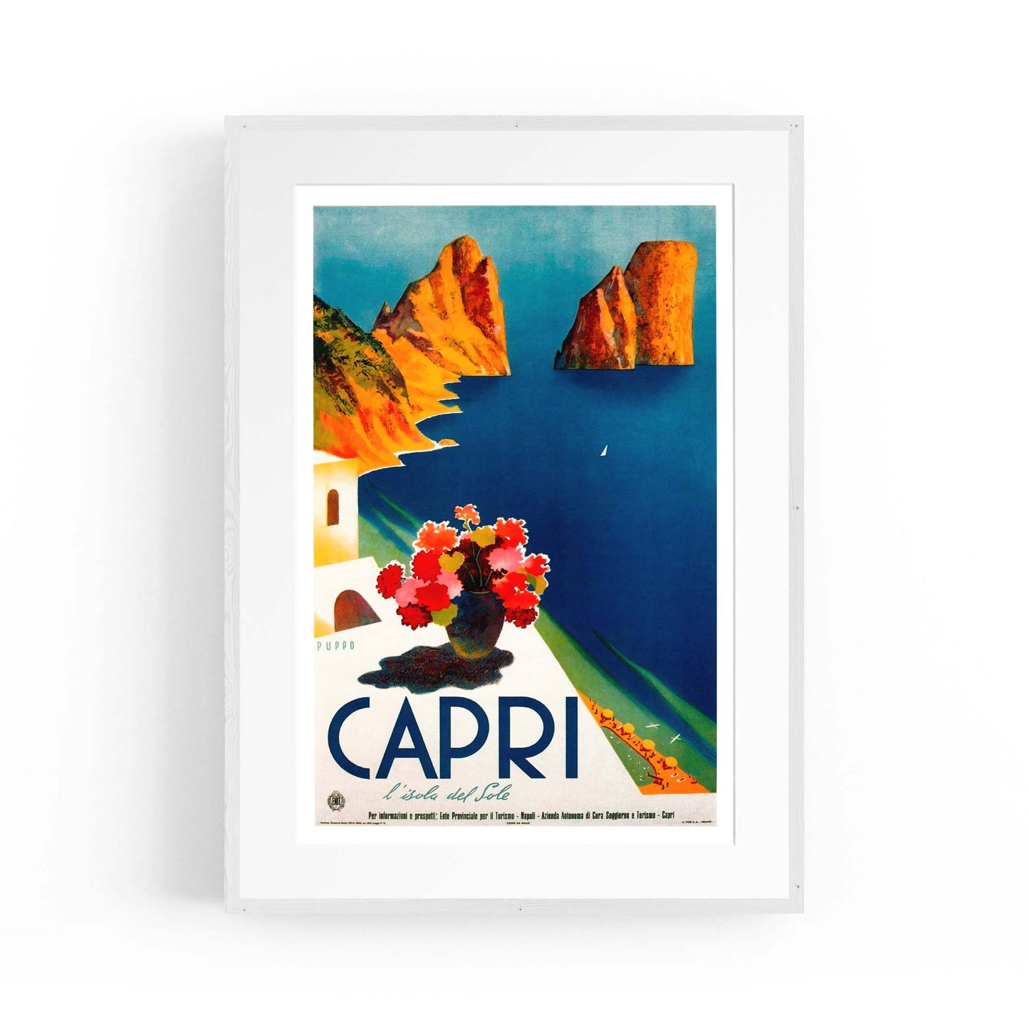 Capri, Italy Vintage Travel Italian Coastal Wall Art - The Affordable Art Company