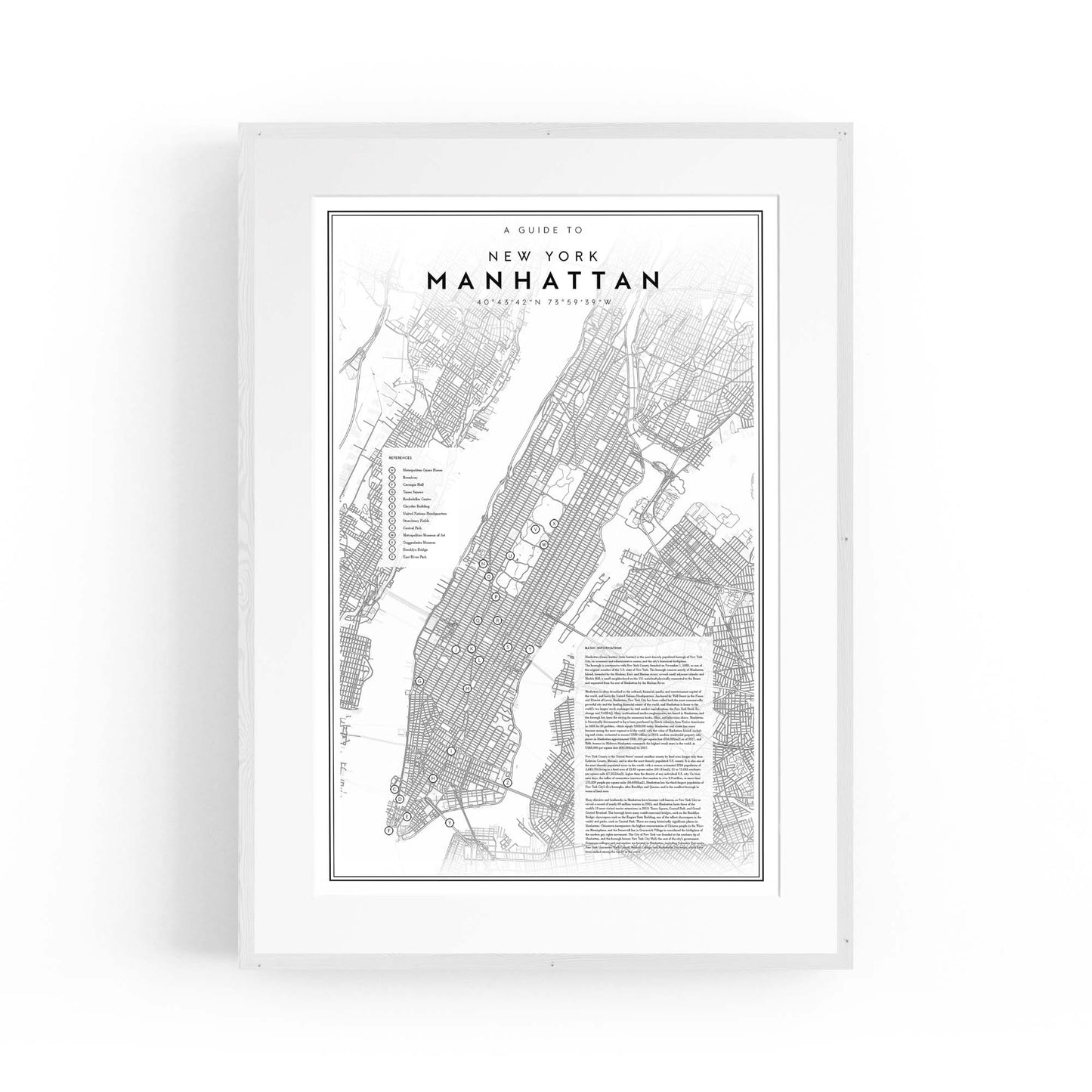 Minimal Manhattan Detailed Map New York Wall Art - The Affordable Art Company